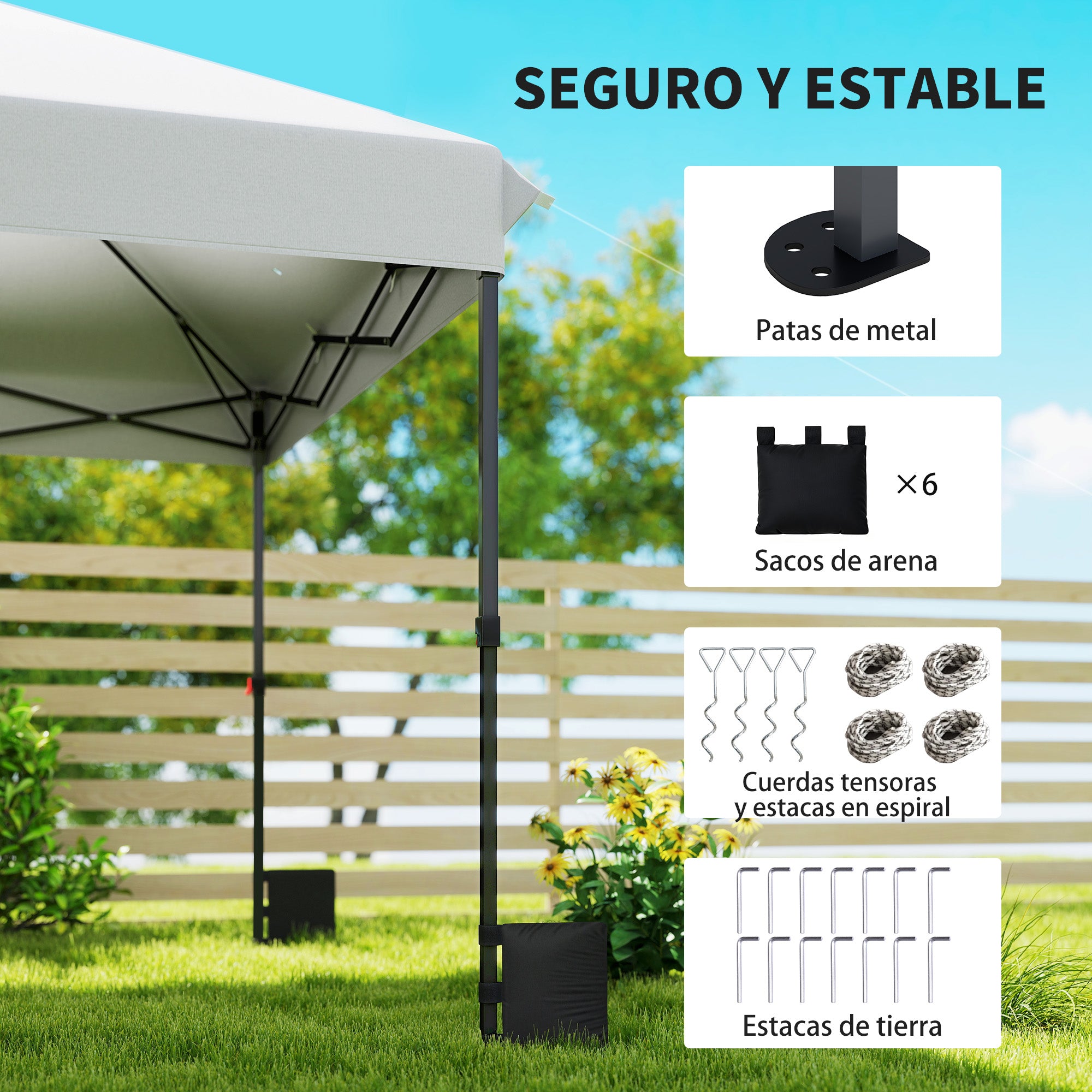 Outsunny Carpa Plegable Gazebo 6x3 m, Pop-up, Cenador de Jardín Altura Ajustable en 3 Niveles, Toldo Protección UPF50+, Montaje Fácil con Bloqueo Central, 6 Sacos de Arena y Bolsa con Ruedas, Plateado