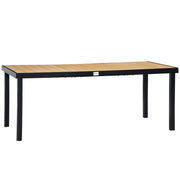 Outsunny Mesa de Comedor Exterior de Aluminio Mesa de Jardín Exterior para 8 Personas con Encimera de Listones para Terraza Balcón 190x90x74 cm Natural y Negro