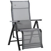 Outsunny Tumbona Plegable de Jardín, Tumbona Gravedad Cero con Respaldo Ajustable en 9 Posiciones, con Cojín, para Terraza, Piscina, Playa, Carga 150 kg, 70x65x111 cm, Gris