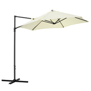 Outsunny Sombrilla de Jardín Ø256x245 cm Parasol Excéntrico Rotación de 360° con Apertura Manual y Base Cruzada para Patio Terraza Exterior Beige