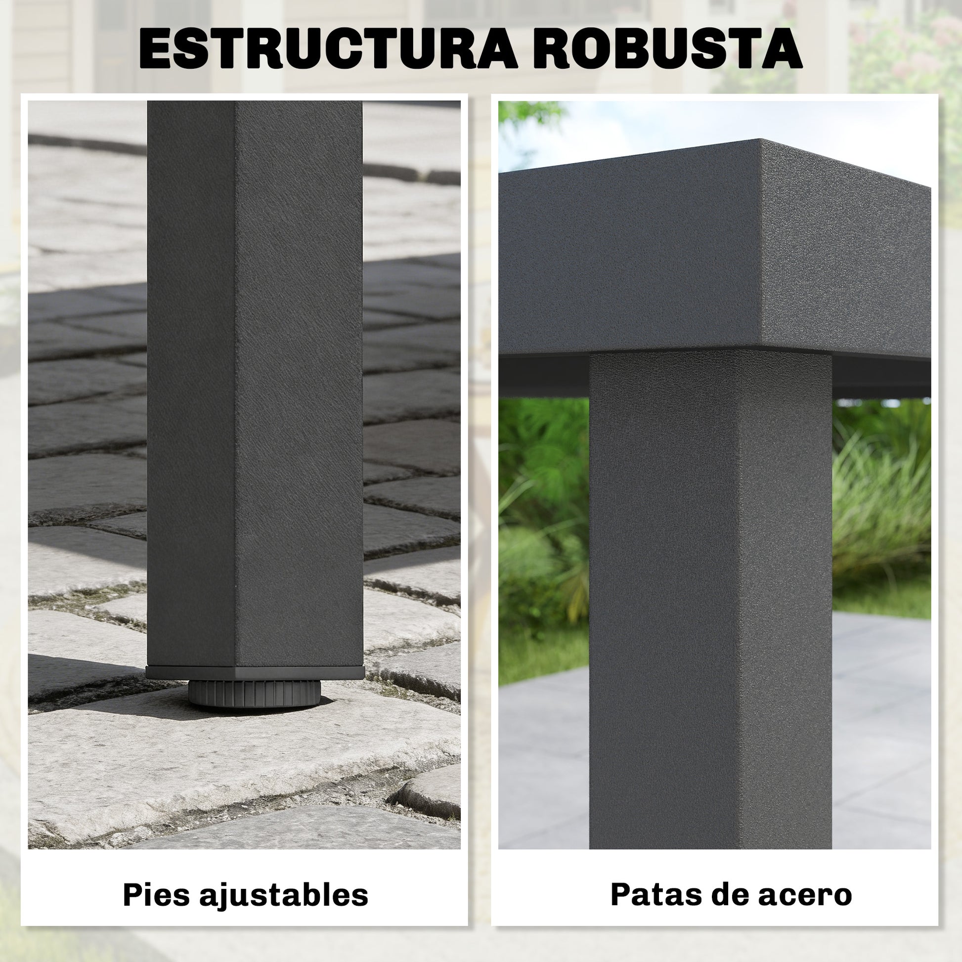 Outsunny Mesa de Comedor de Jardín Rectangular, Mesa de Terraza Exterior 140x90x74 cm, con Estructura de Acero y Encimera Desmontable de WPC de Listones, Carga 50 kg, para Patio, Balcón, Gris