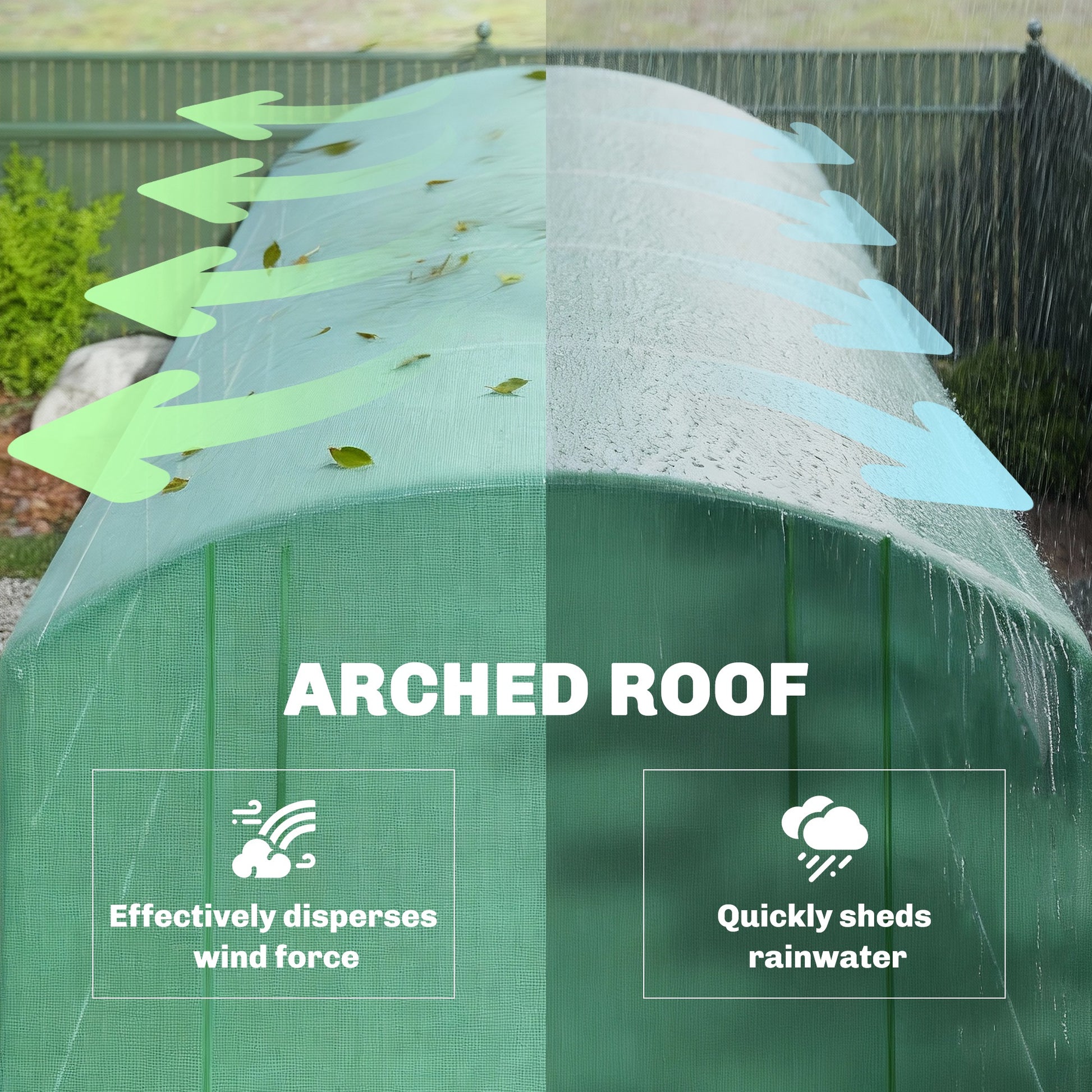Outsunny Invernadero de Exterior 6x3x2 m, Invernadero de Túnel con 3 Puertas Enrollables, Ventanas de Malla, Cubierta PE 140g/m² Anti-UV y Marco de Acero Galvanizado, para Cultivos, Plantas, Verde
