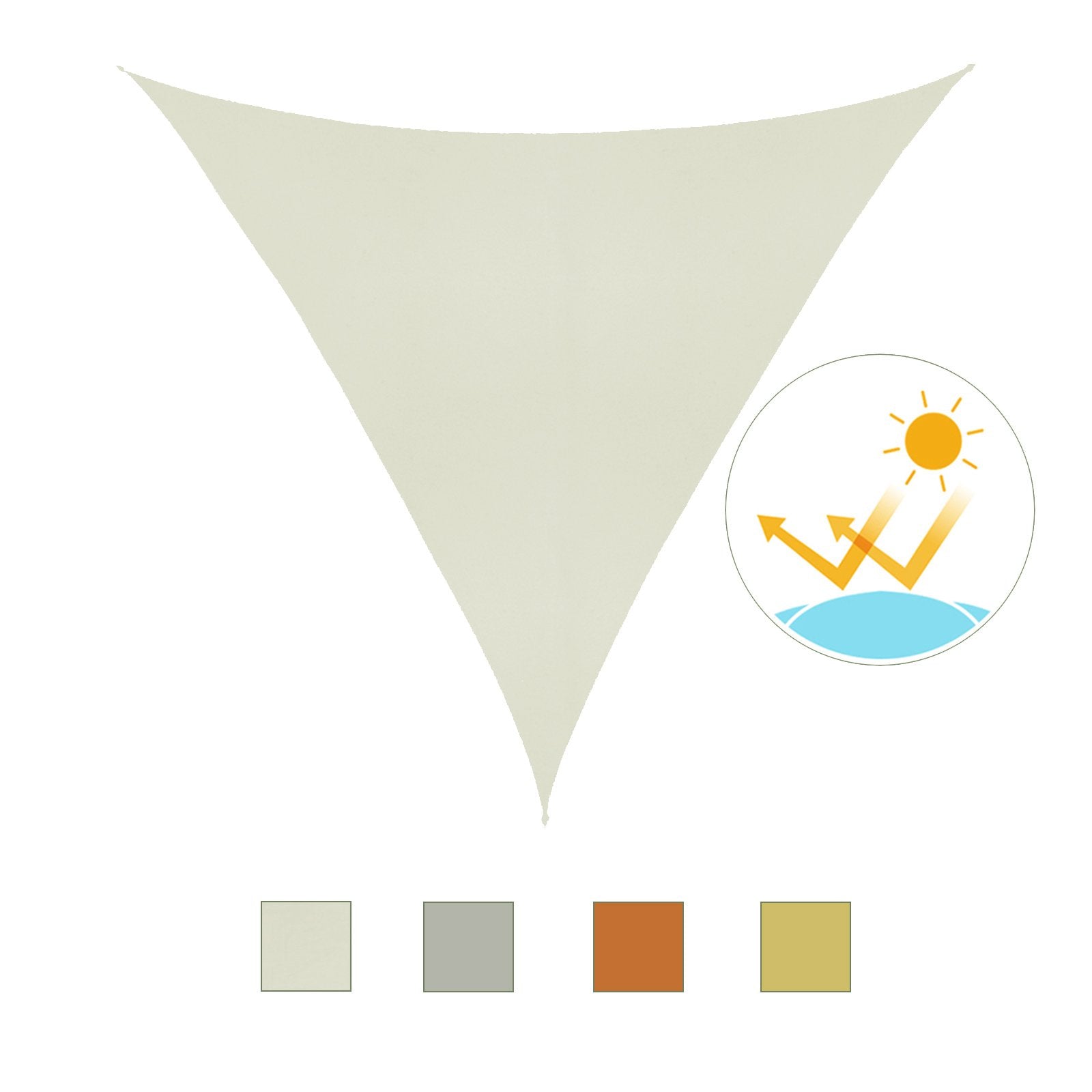 Outsunny Toldo vela color crema sombrilla parasol triangulo Tela de Poliéster jardin playa camping sombra (varios colores y medidas), medida 6x6x6 metros, color crema