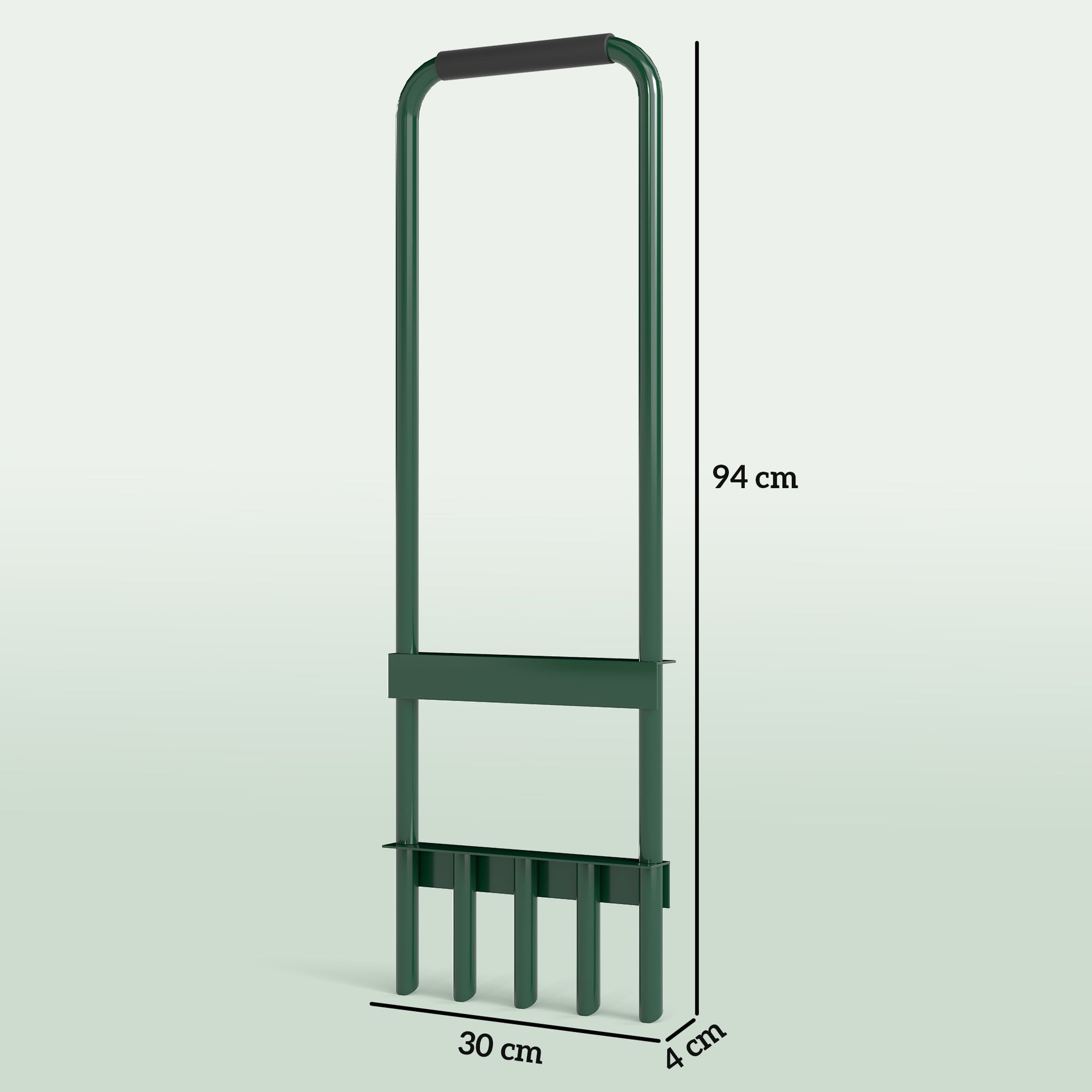 Outsunny Aireador de Césped Manual, Aireador de 5 Púas Huecas con Mango Antideslizante, Herramienta de Perforación de Césped para Cuidado de Jardines y Patios, Verde Oscuro