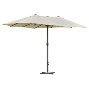 Outsunny Sombrilla Doble 4,55x2,65 m Sombrilla Terraza Exterior con Manivela Manual Resistente al Agua y Protección Solar Sombrilla Grande para Terraza Playa Piscina Crema