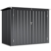 Outsunny Cobertizo para Contenedor de Basura Doble, Caseta para Cubo de Basura de 240L de Acero Galvanizado con Tapa Abatible y Puertas con Cerradura, para Jardín, Exterior, 150x80x117 cm, Gris Oscuro