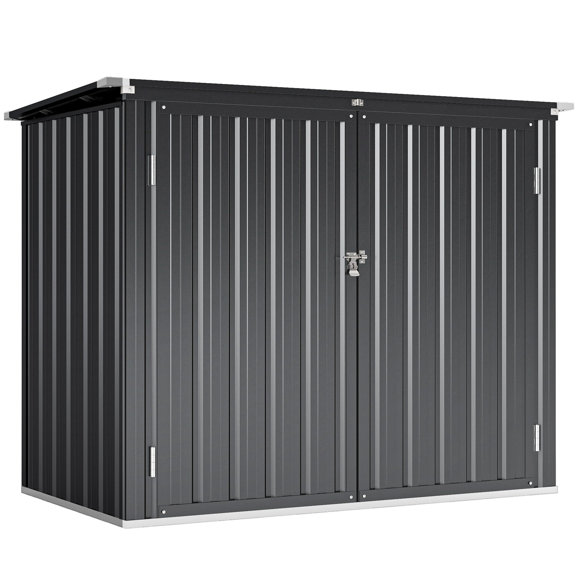Outsunny Cobertizo para Contenedor de Basura Doble, Caseta para Cubo de Basura de 240L de Acero Galvanizado con Tapa Abatible y Puertas con Cerradura, para Jardín, Exterior, 150x80x117 cm, Gris Oscuro