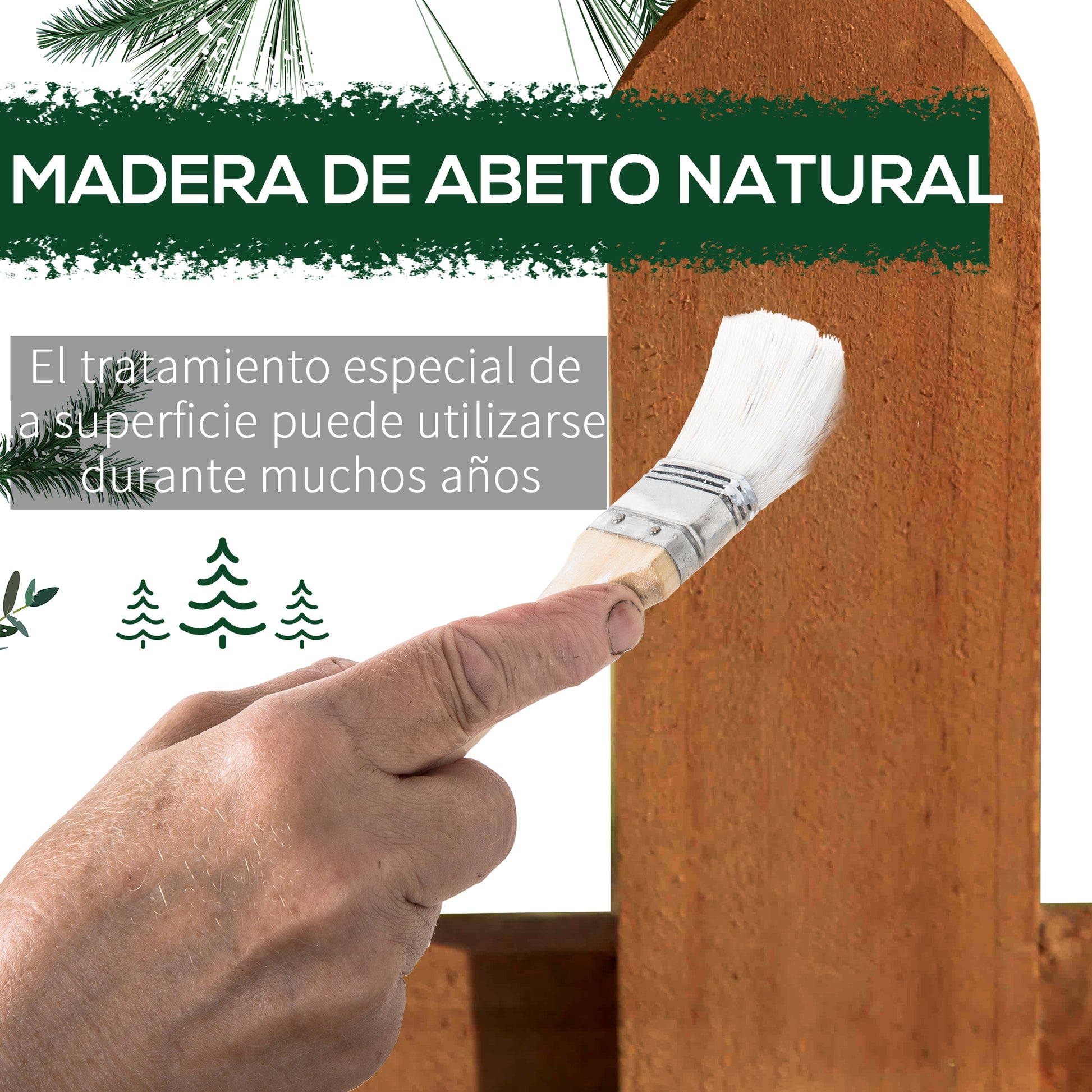 Outsunny Vallas de Madera para Jardín de 12 Paneles 50x34 cm Vallas de Jardín Exterior Decorativas con Puntas en Pico Resistente Fácil de Instalar para Huerto Patio Terraza Marrón