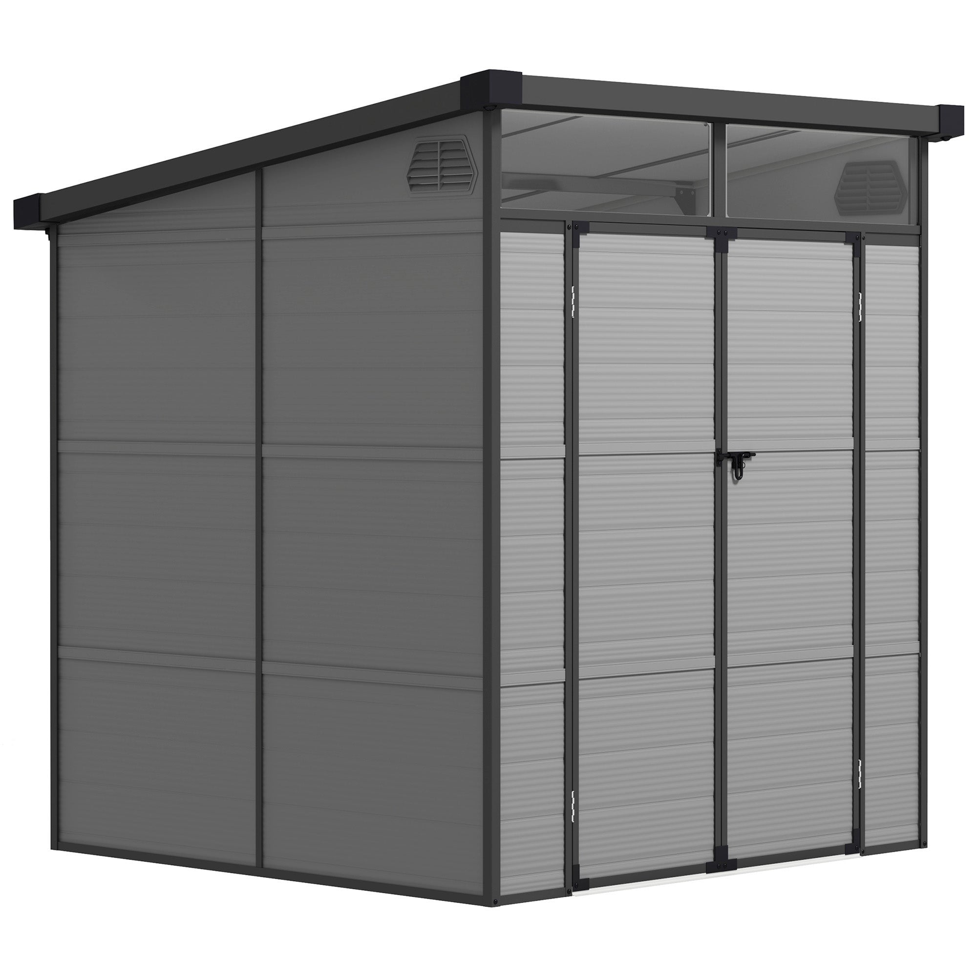 Outsunny Caseta de Jardín Exterior, 3,24 m², 190x191x215 cm, Cobertizo de Jardín Exterior, Puerta Corredera con Pestillo, Ventana y Ventilación, para Almacenamiento de Herramientas, Gris Claro