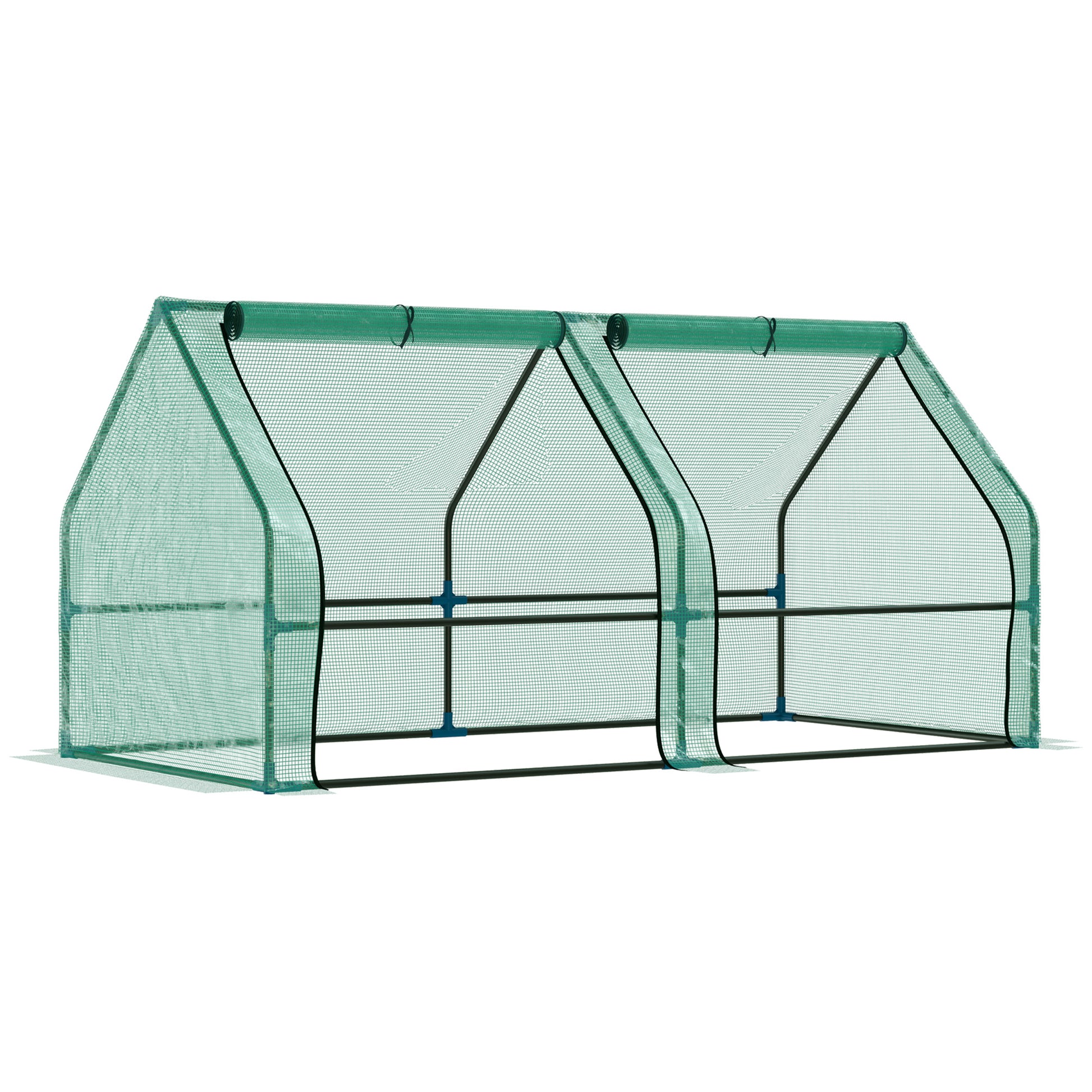 Outsunny Invernadero de Jardín Terraza Vivero para Huerto Plantas con Puertas Color Verde Tubo de Acero PE 180x90x90 cm