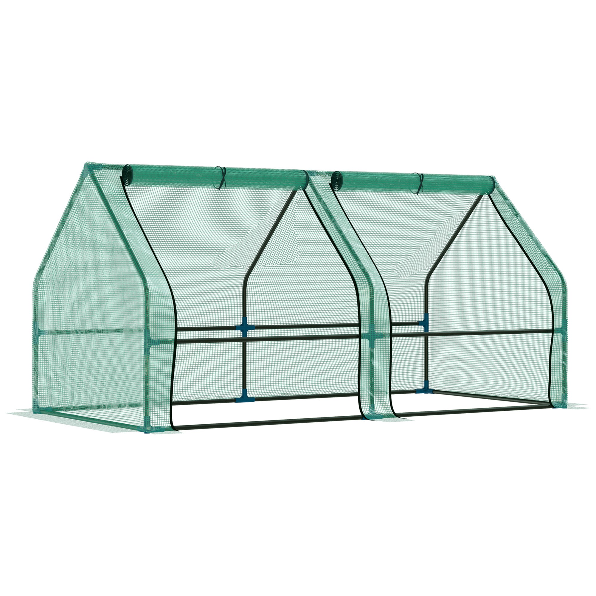 Outsunny Invernadero de Jardín Terraza Vivero para Huerto Plantas con Puertas Color Verde Tubo de Acero PE 180x90x90 cm