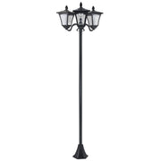 Outsunny Farol Solar de Jardín con 3 Luces LED Impermeable IP44 Sensor de Noche Farola de Exterior para Camino Terraza Patio 51,5x47x182,5 cm Negro