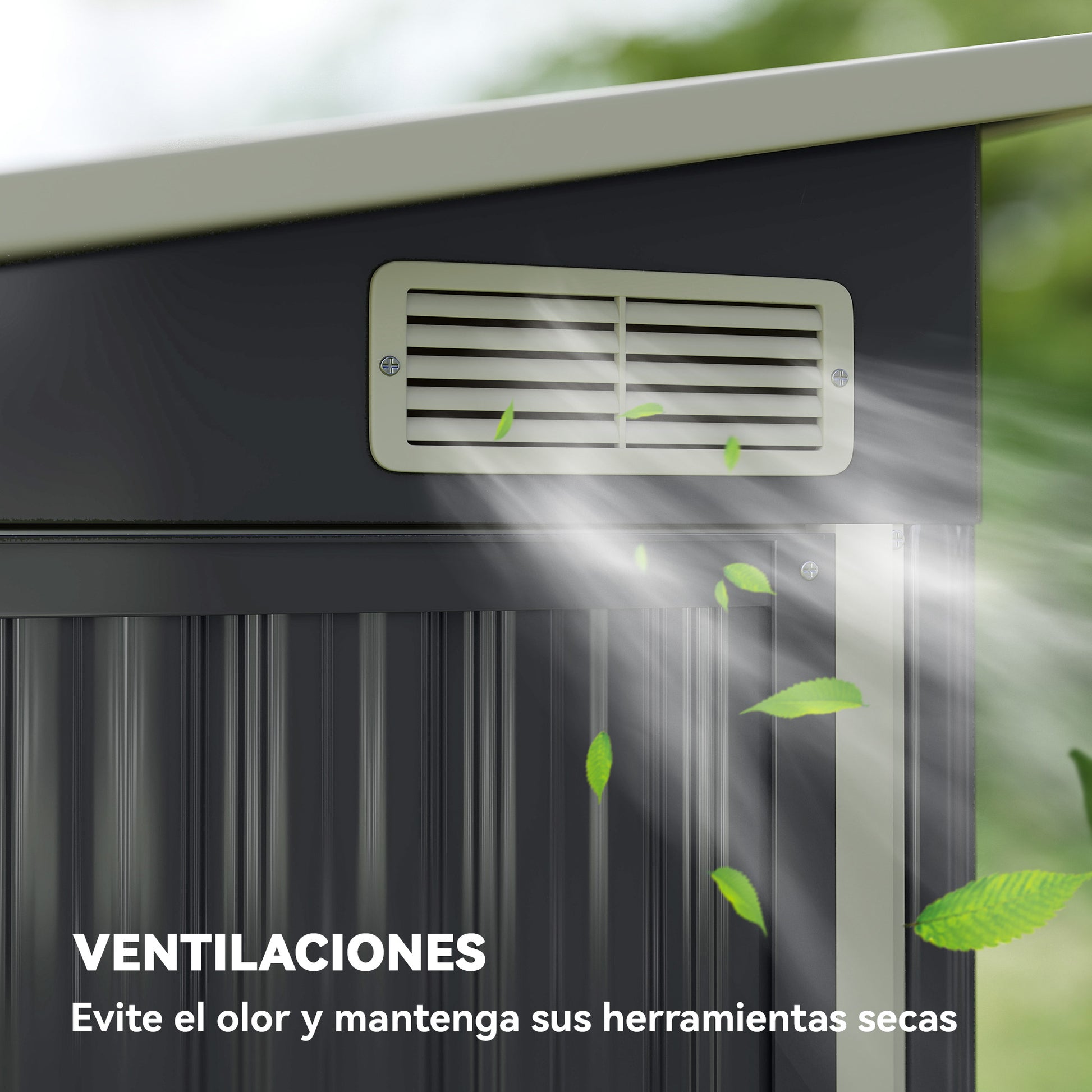Outsunny Caseta de Jardín Exterior 2,7 m², 234x132x185 cm, Cobertizo de Jardín Exterior Metálico con Triple Puerta, Cerradura, Techo Inclinado y Ventilación para Almacenamiento de Herramientas, Gris