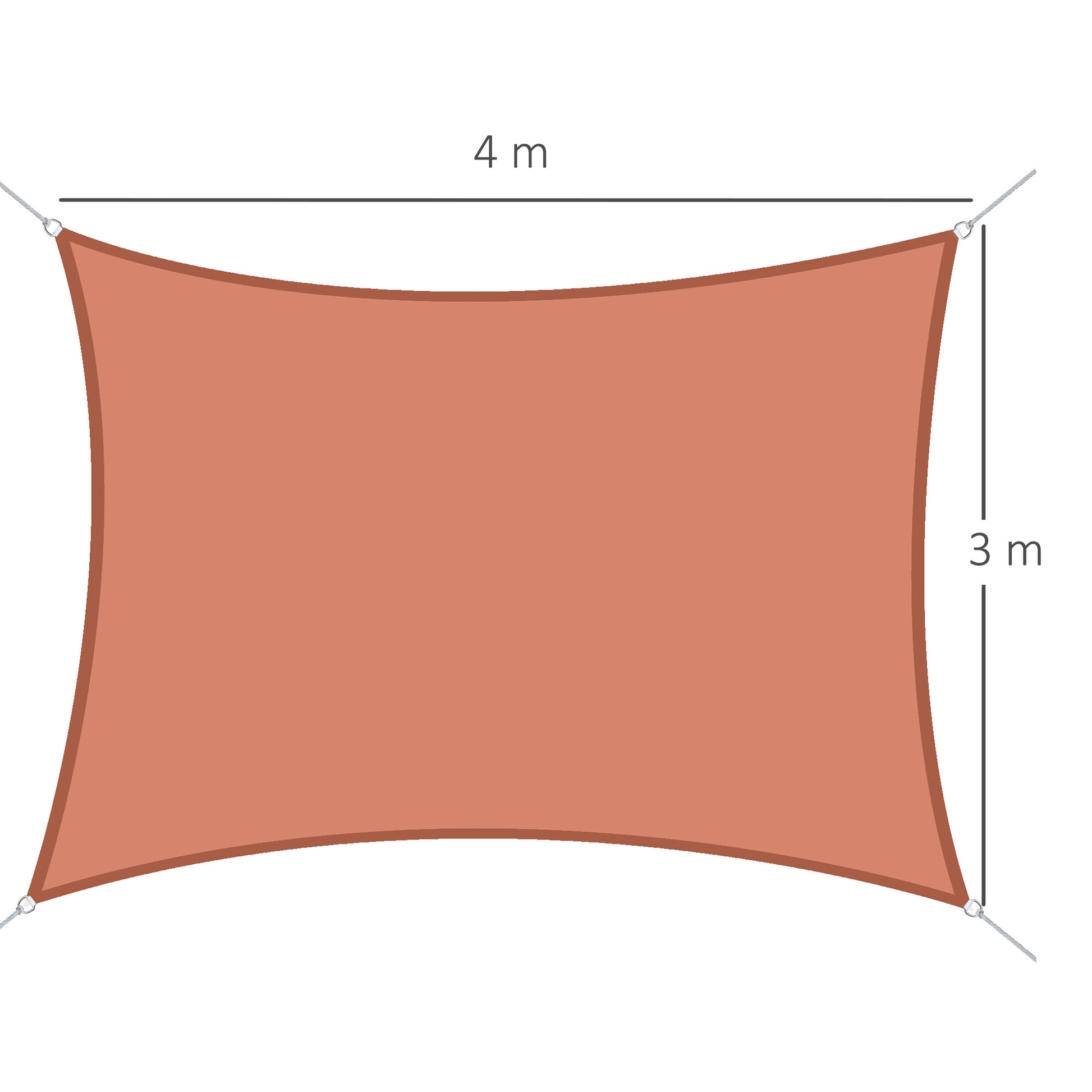 Outsunny Toldo Vela Rectángulo 3x4m Vela de Sombra para Terraza Jardín Camping Resistente al Agua Protección UV Poliéster Color Oxido Rojo