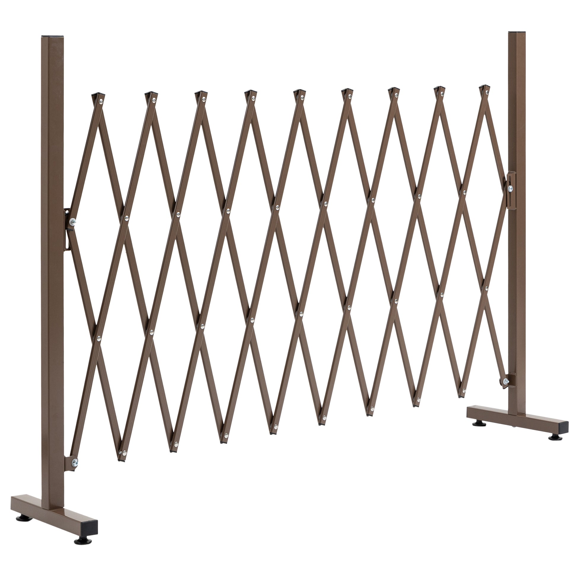 Outsunny Valla de Jardín Exterior de Aleación de Aluminio Puerta de Jardín Exterior Extensible Valla Metálica para Decoración Terraza Patio 250x31x103,5 cm Café Oscuro