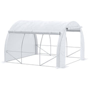 Outsunny Invernadero de Exterior 3x3x2 m Invernadero de Túnel con Puerta y 6 Ventanas de Malla Enrollables Invernadero de Huerto para Patio Jardín Blanco