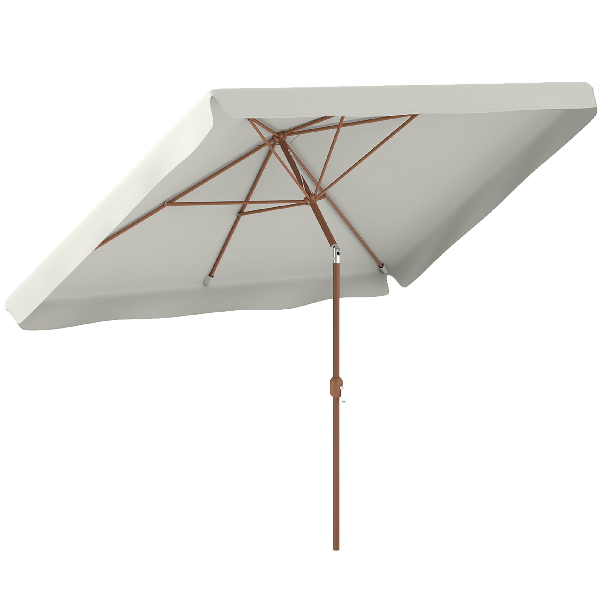 Outsunny Sombrilla de Terraza Exterior 300x200 cm Parasol de Terraza Exterior con Ángulo Ajustable Mástil de Aluminio Manivela y Protección UV 50+ Sombrilla para Jardín Patio Crema