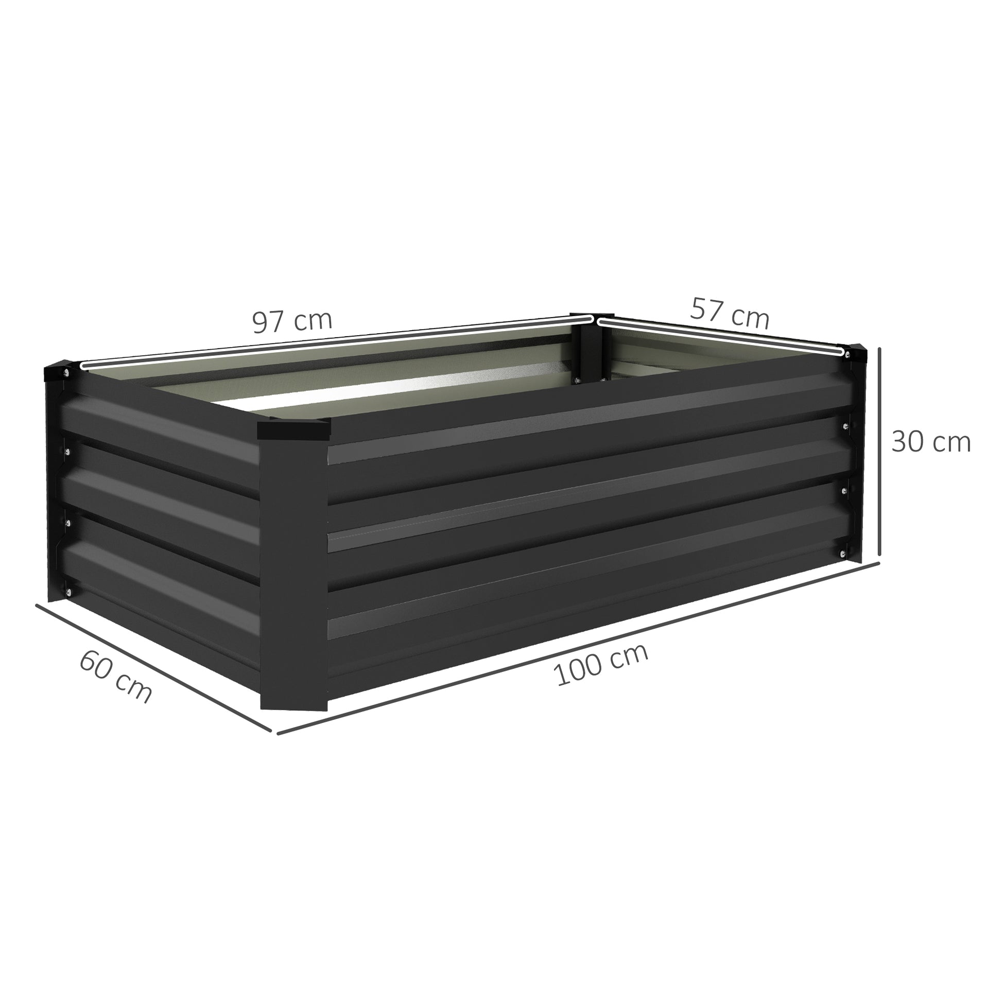 Outsunny Juego de 2 Jardineras de Exterior de Acero Huerto Urbano Rectangular para Cultivos Plantas Flores para Patio Jardín 100x60x30 cm Gris Oscuro