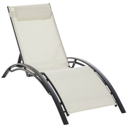 Outsunny Tumbona Reclinable de Aluminioc on Respaldo Ajustable en 5 Posiciones y Reposacabezas Extraíble Acolchado Texteline para Jardín Terraza Balcón 171x64x82 cm Beige
