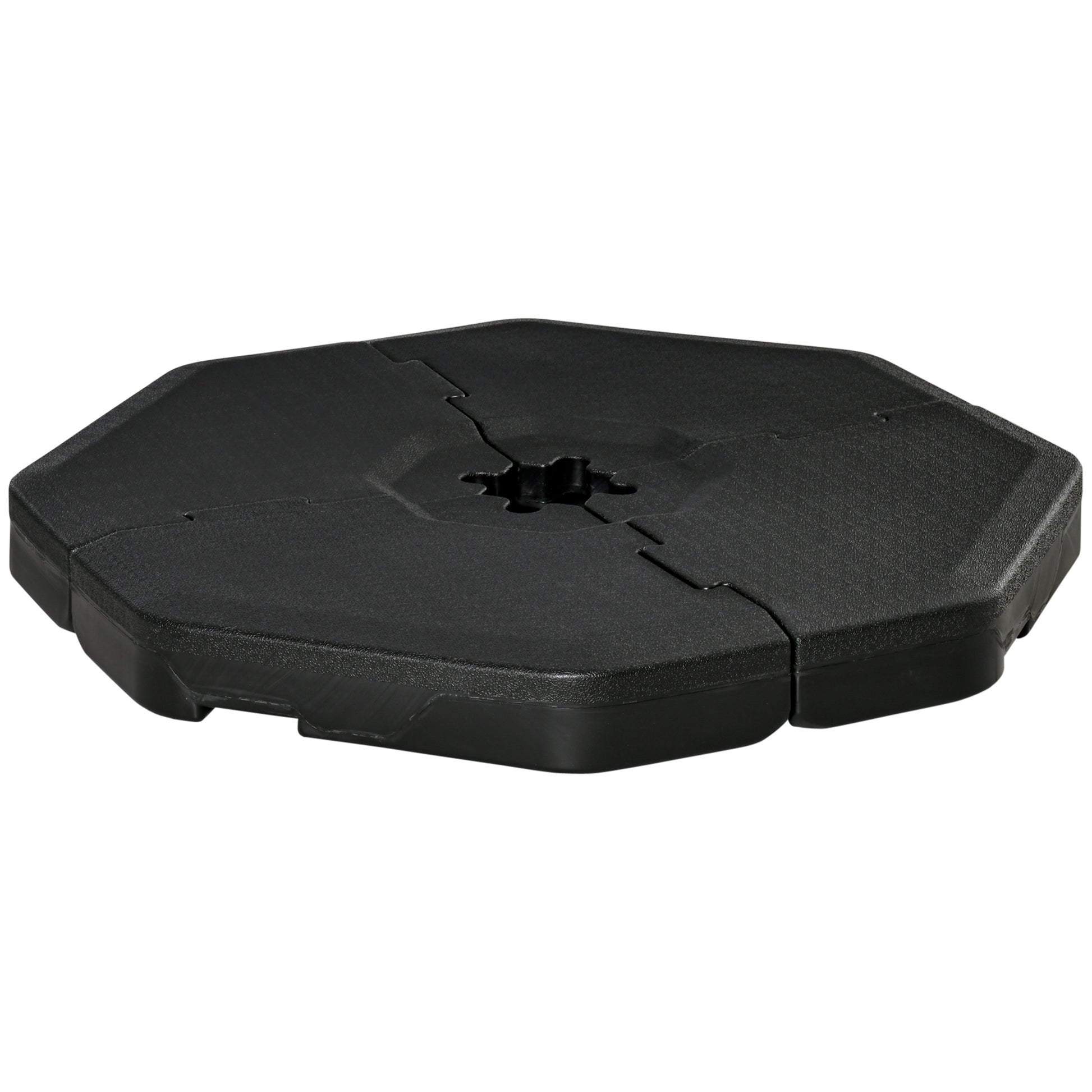Outsunny 4 Pesos para Base de Sombrilla Rellenable de Agua 104 kg Arena 125 kg o Mixto 140 kg 4 Piezas para Base Cruzada de Parasol para Jardín Exterior 109x109x13 cm Negro