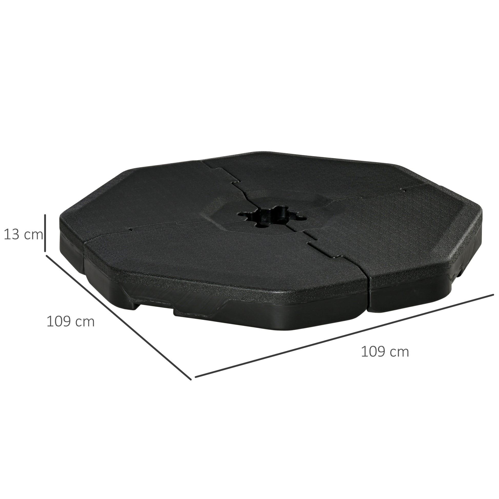 Outsunny 4 Pesos para Base de Sombrilla Rellenable de Agua 104 kg Arena 125 kg o Mixto 140 kg 4 Piezas para Base Cruzada de Parasol para Jardín Exterior 109x109x13 cm Negro
