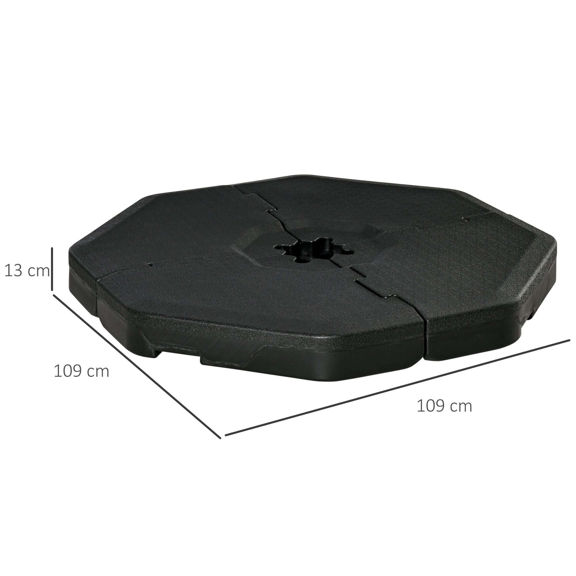 Outsunny 4 Pesos para Base de Sombrilla Rellenable de Agua 104 kg Arena 125 kg o Mixto 140 kg 4 Piezas para Base Cruzada de Parasol para Jardín Exterior 109x109x13 cm Negro