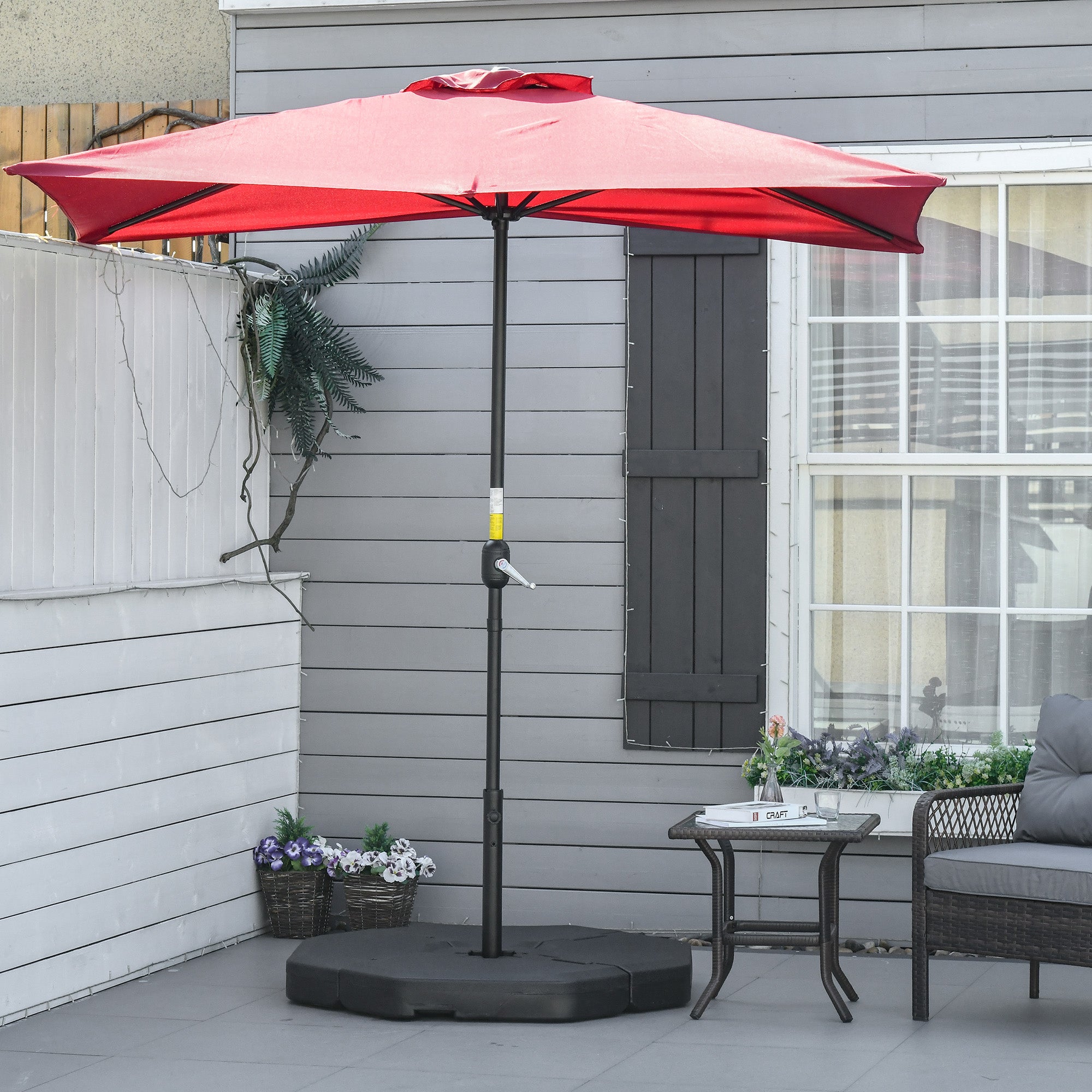Outsunny 4 Pesos para Base de Sombrilla Rellenable de Agua 104 kg Arena 125 kg o Mixto 140 kg 4 Piezas para Base Cruzada de Parasol para Jardín Exterior 109x109x13 cm Negro