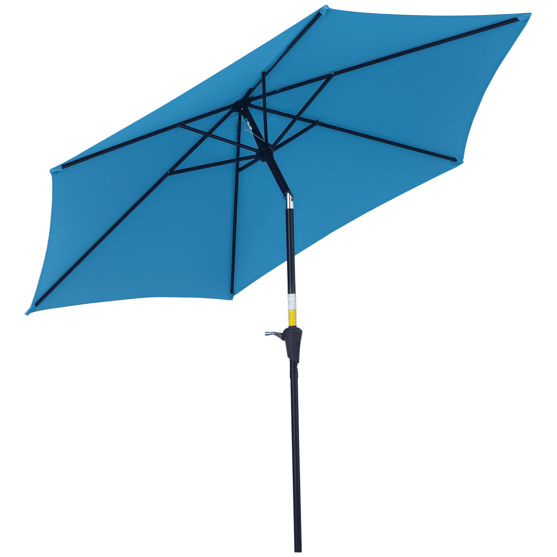 Outsunny Sombrilla de Jardín, Ø260x235 cm, Parasol de Jardín Reclinable con Manivela, Poste Desmontable de Aluminio y 6 Varillas de Metal, para Terraza, Exterior, Balcón, Azul