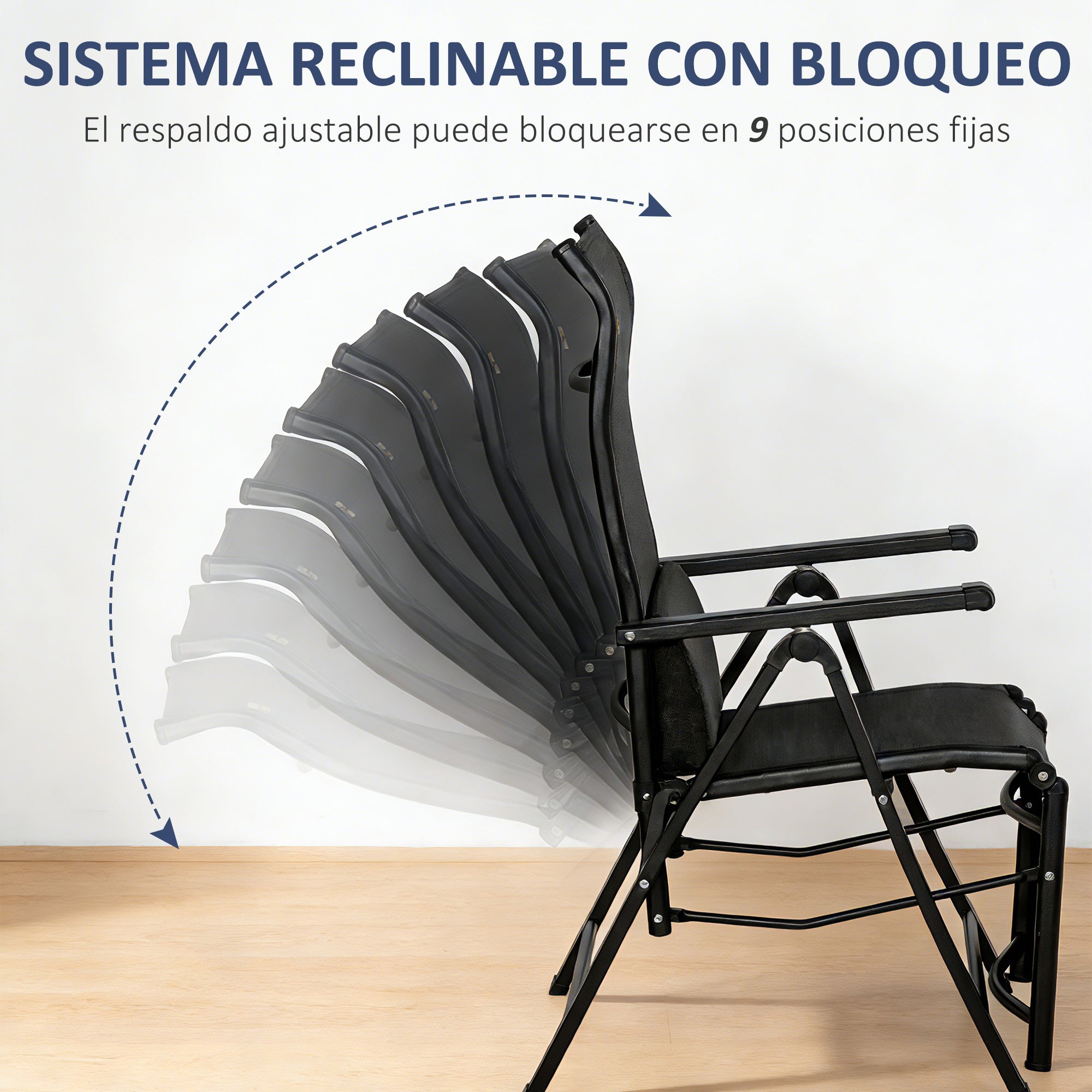 Outsunny Tumbona Plegable de Jardín, Tumbona Gravedad Cero con Respaldo Ajustable en 9 Posiciones, con Cojín, para Terraza, Piscina, Playa, Carga 150 kg, 70x65x111 cm, Negro