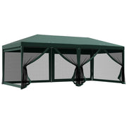Outsunny Carpa de Jardín 6x3 m Carpa para Fiesta Cenador Desmontable Exterior con 6 Mosquiteras Laterales 2 Puertas con Cremallera Impermeable Pabellón Gazebo para Terraza Patio Playa Verde