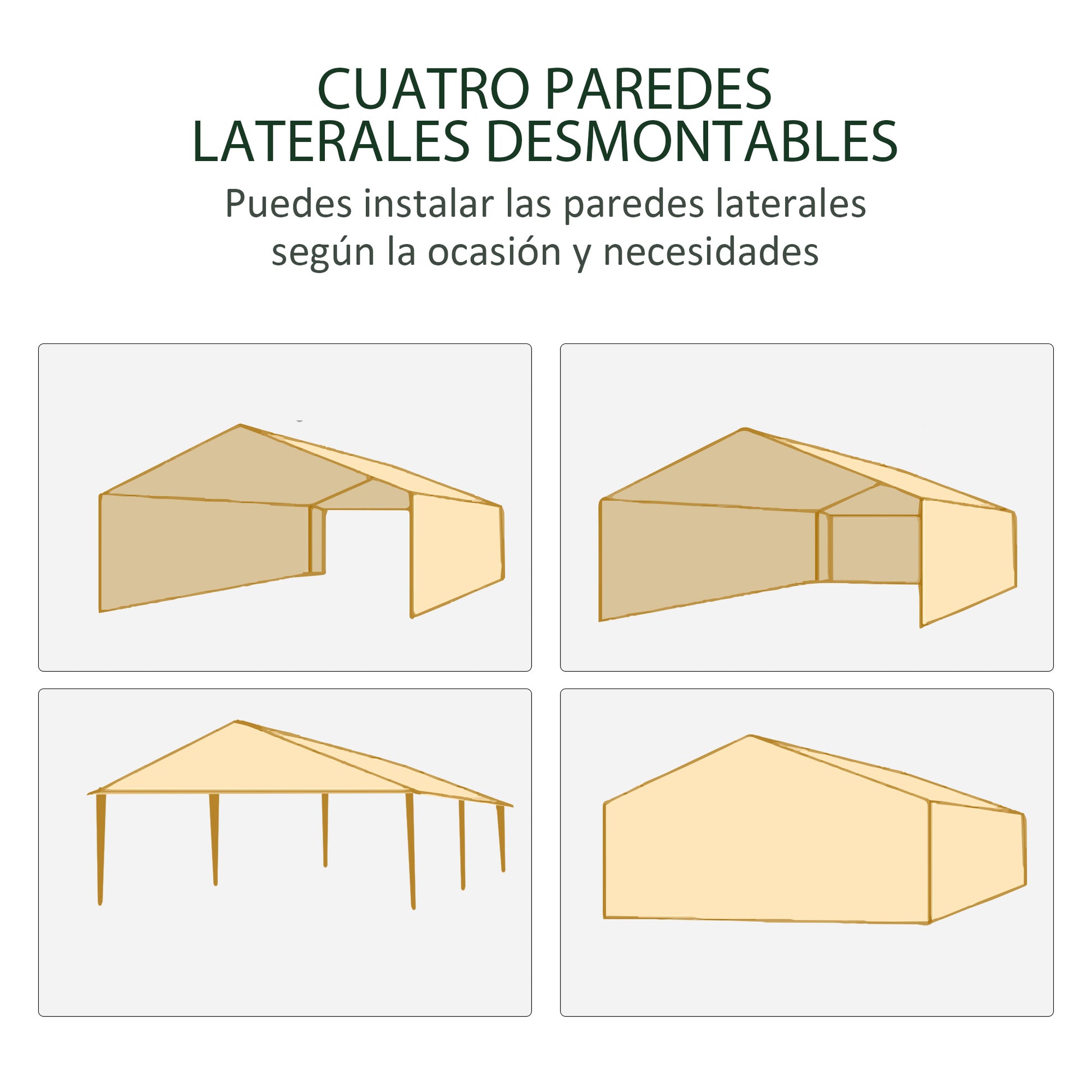 Outsunny Carpa de Jardín 6x3 m Carpa para Fiesta Cenador Desmontable Exterior con 6 Mosquiteras Laterales 2 Puertas con Cremallera Impermeable Pabellón Gazebo para Terraza Patio Playa Verde