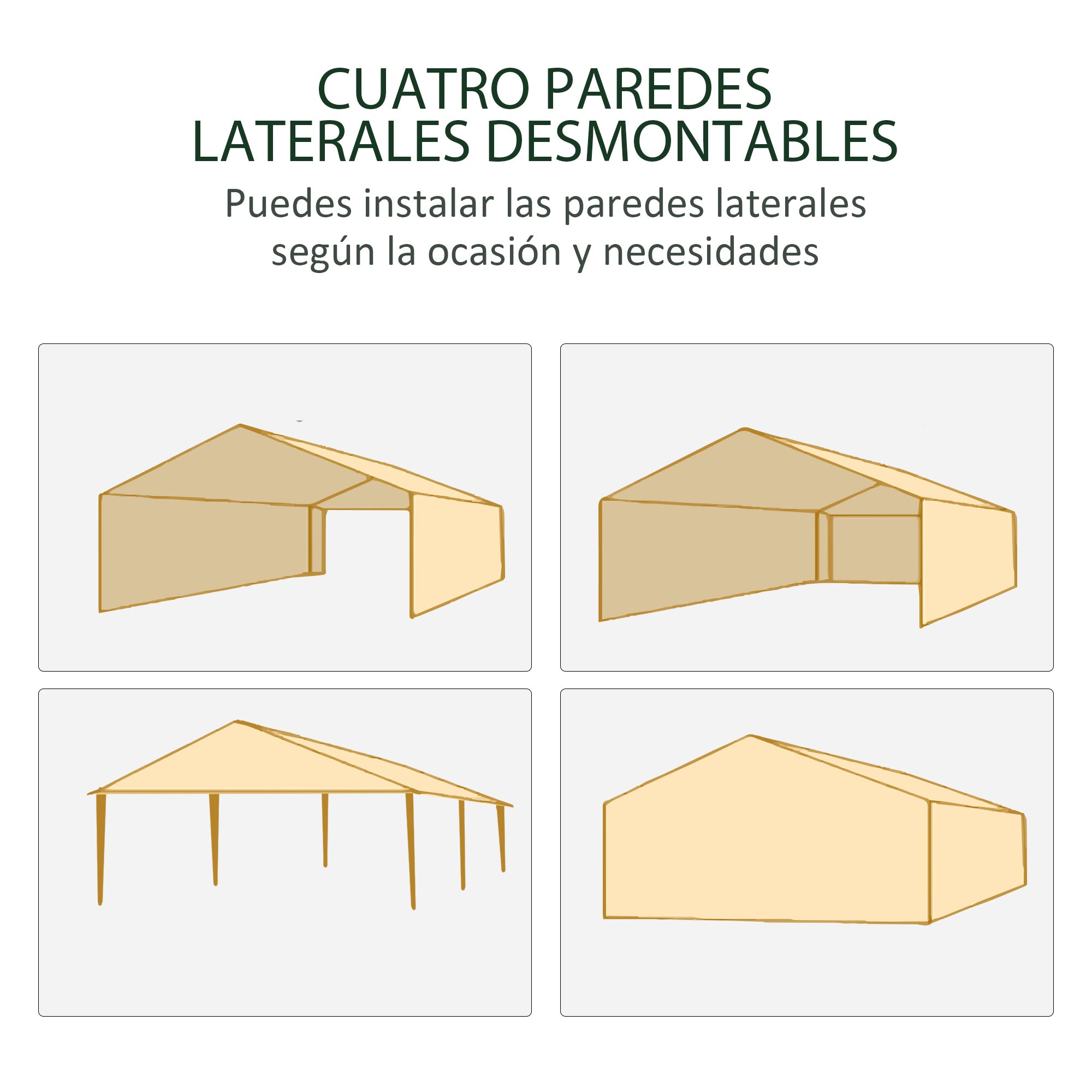 Outsunny Carpa de Jardín 6x3 m Carpa para Fiesta Cenador Desmontable Exterior con 6 Mosquiteras Laterales 2 Puertas con Cremallera Impermeable Pabellón Gazebo para Terraza Patio Playa Verde