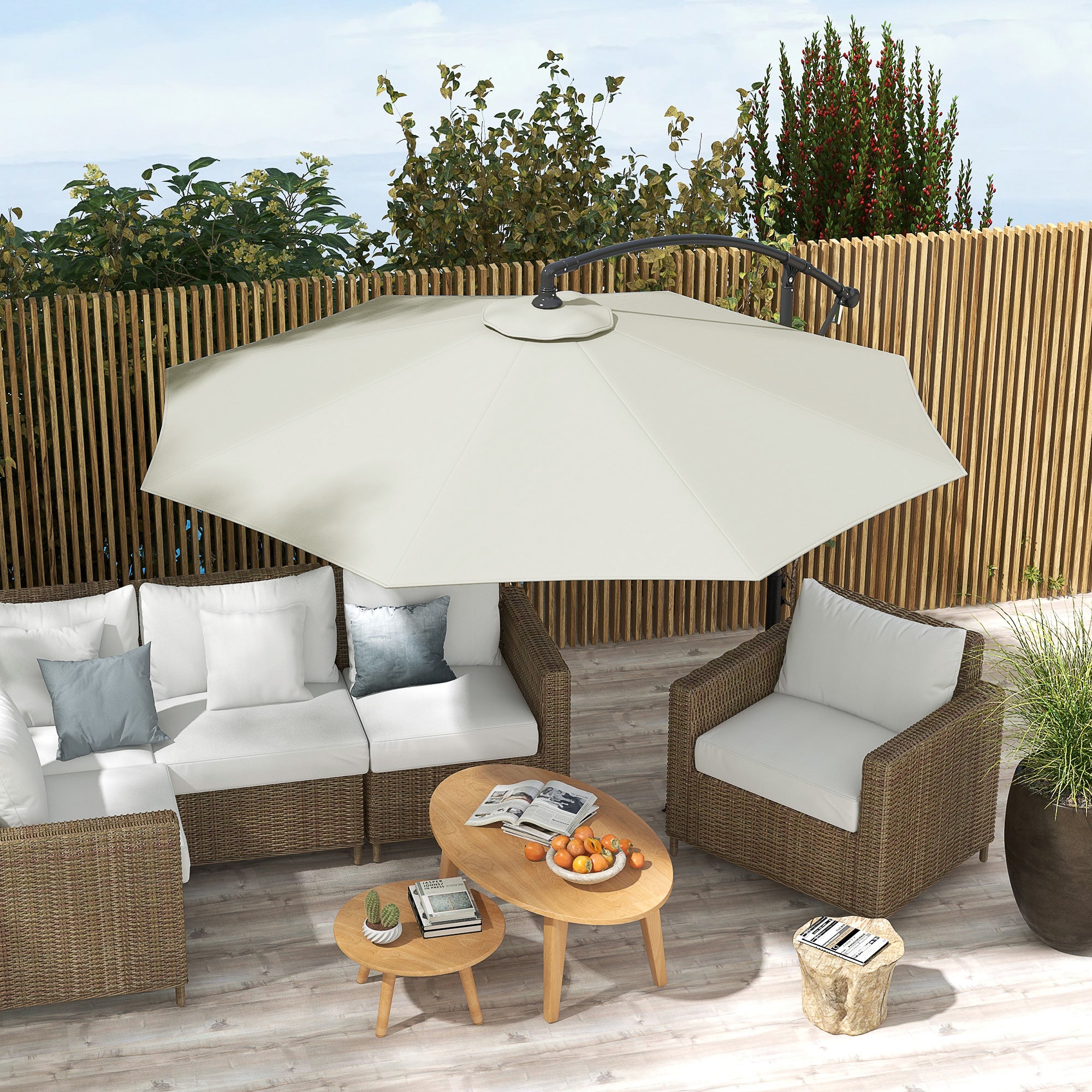 Outsunny Toldo de Recambio de Sombrilla de 3 m Toldo de Repuesto para Sombrilla de Patio con Ventilación Superior Cubierta de Repuesto para Parasol de Poliéster para Exteriores Crema