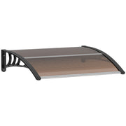 Outsunny Tejadillo de Protección 75x100 cm Marquesina Exterior para Puertas y Ventanas contra Sol y Lluvia con Soporte de Aleación de Aluminio Marrón Translúcido