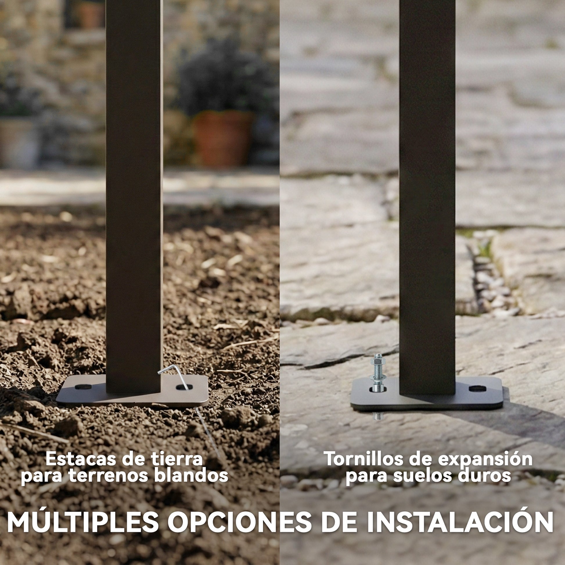 Outsunny Pérgola de Pared de Jardín 4x3 m, Cenador de Jardín con Techo Retráctil, Protección UPF30+, Orificios de Drenaje y Estructura Metálica, Pabellón para Patio, Terraza, Exterior, Blanco Crema
