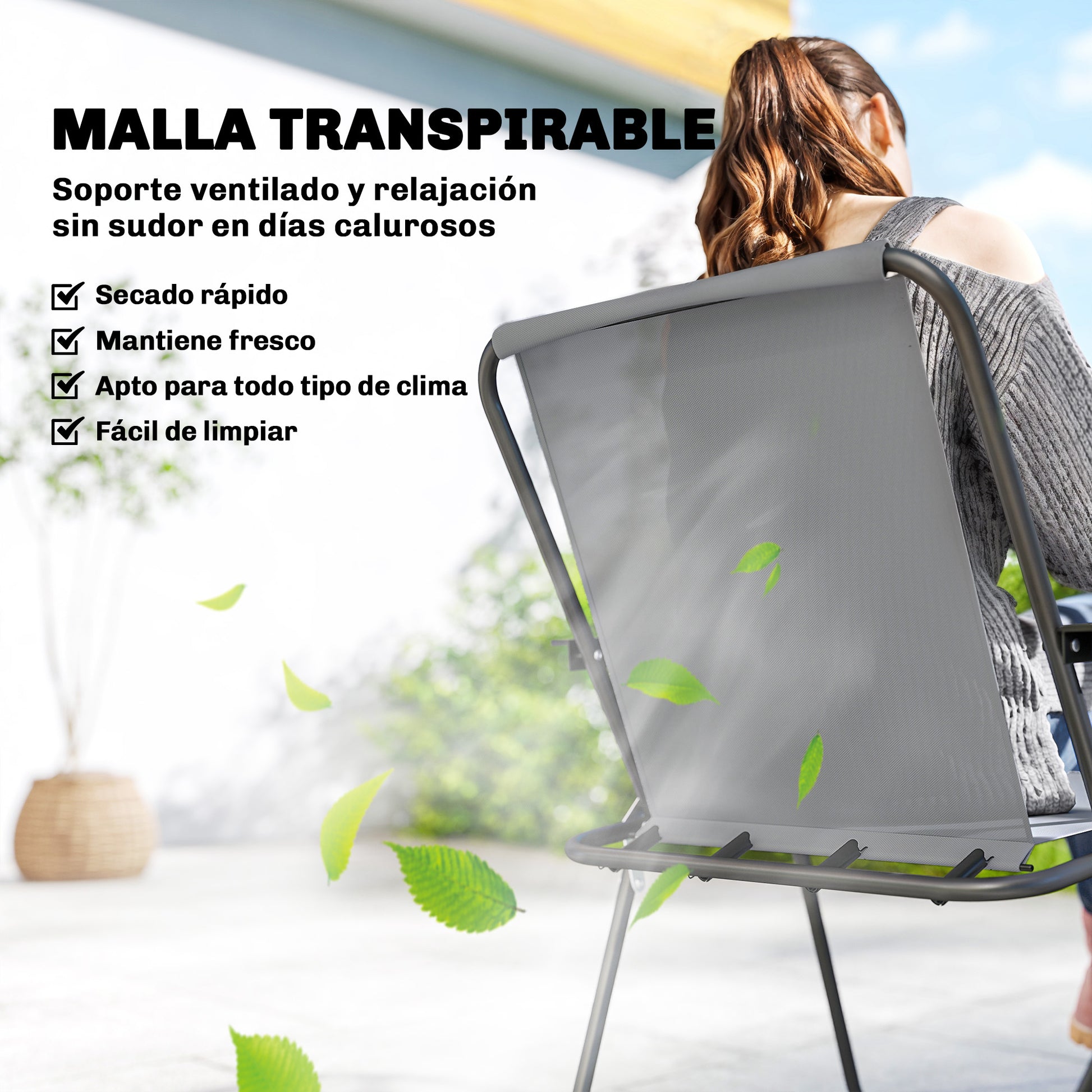 Outsunny Conjunto de Mesa y Sillas Jardín de 8 Piezas, Muebles de Jardín Exterior con Sombrilla, 6 Sillas Plegables, Mesa de Vidrio Templado, para Terraza, Patio, Gris