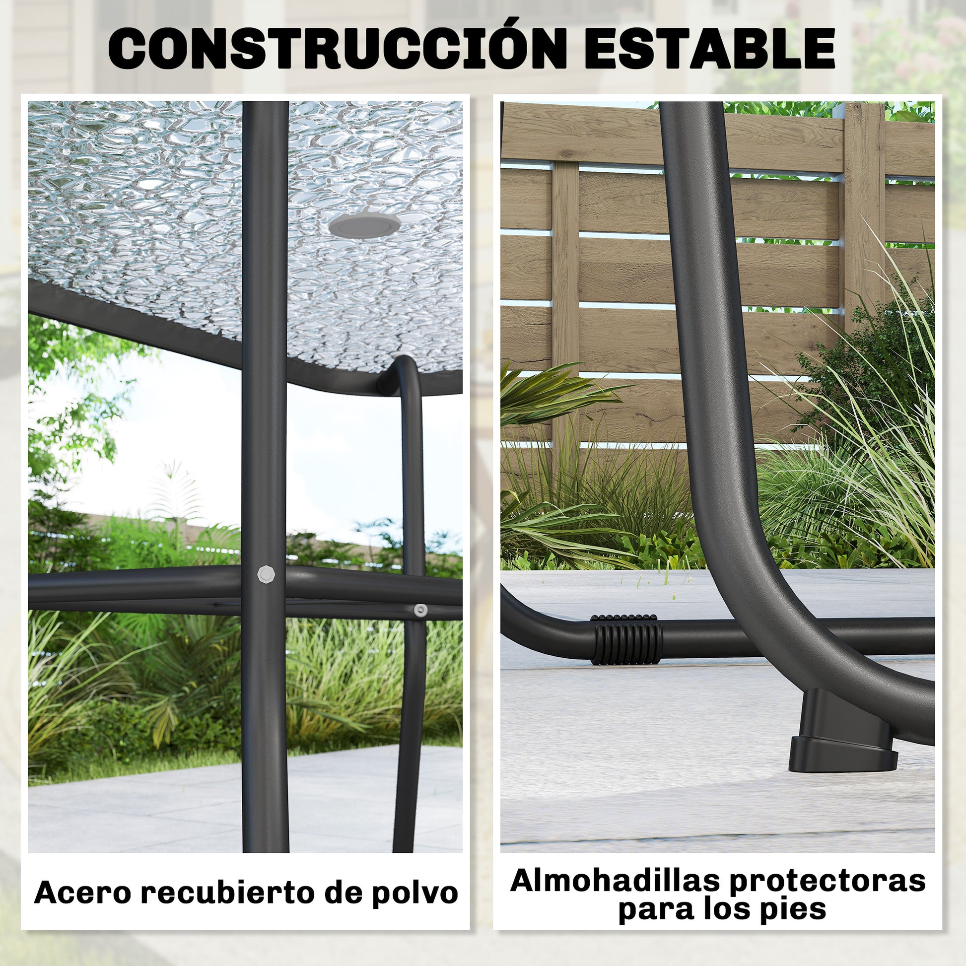 Outsunny Conjunto de Mesa y Sillas Jardín de 8 Piezas, Muebles de Jardín Exterior con Sombrilla, 6 Sillas Plegables, Mesa de Vidrio Templado, para Terraza, Patio, Gris