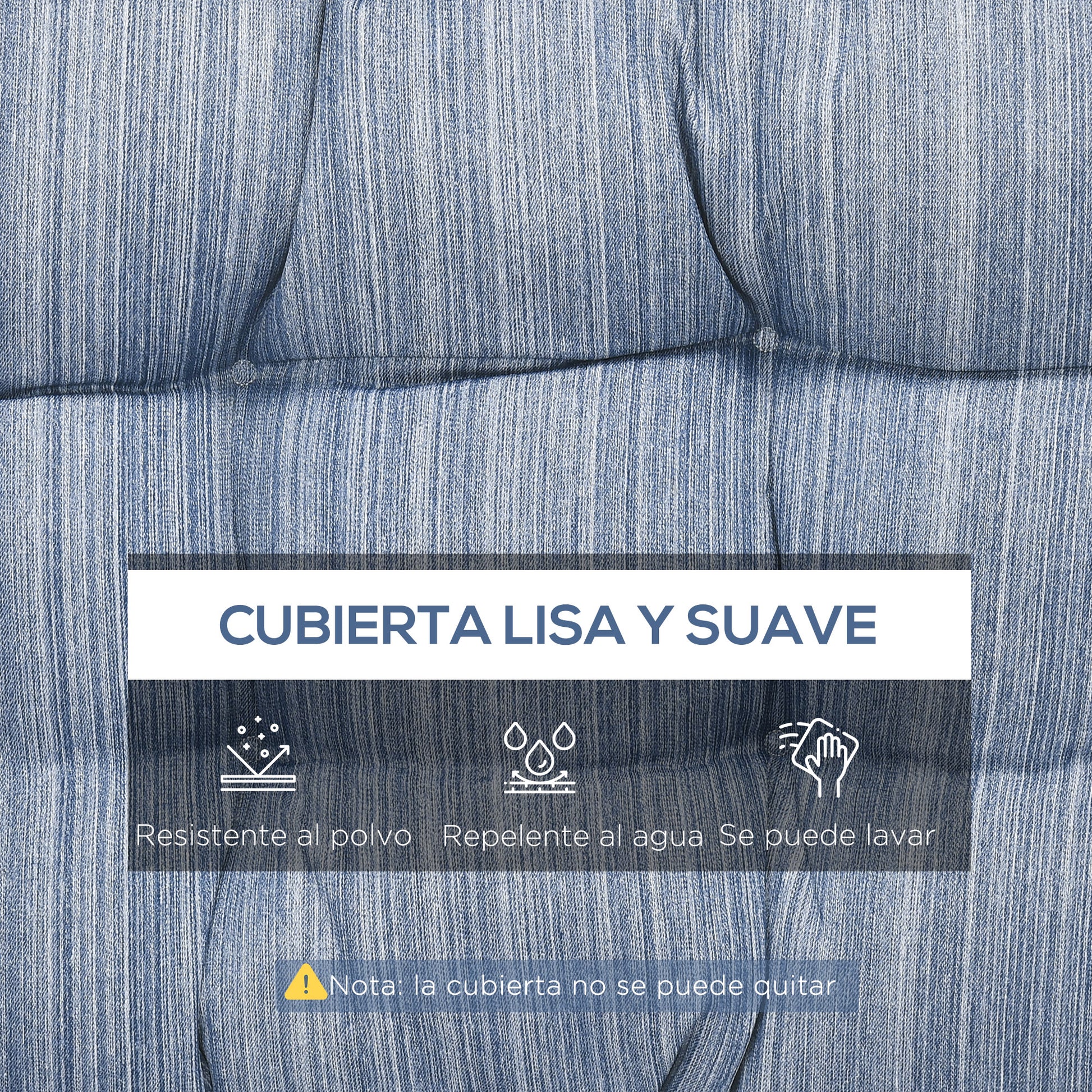 Outsunny Cojín para Banco de 2 Plazas 110x48x8 cm Cojín Rectangular para Interiores y Exteriores Lavable con 8 Puntadas y Asiento Cómodo para Sillas Sofás Azul