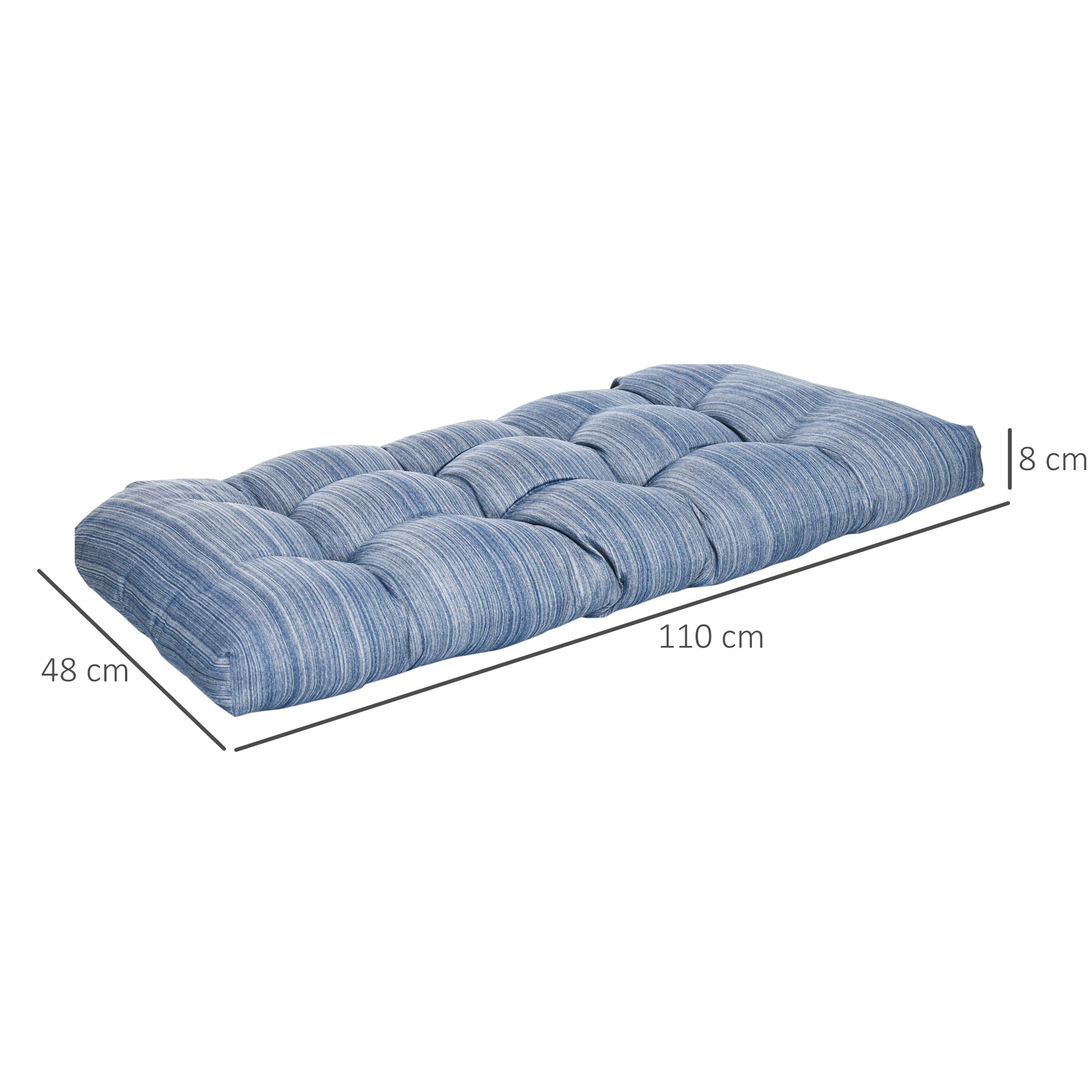 Outsunny Cojín para Banco de 2 Plazas 110x48x8 cm Cojín Rectangular para Interiores y Exteriores Lavable con 8 Puntadas y Asiento Cómodo para Sillas Sofás Azul