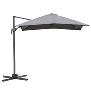Outsunny Sombrilla de Aluminio Jardín 245x245x248 cm Parasol Excéntrico con Rotación 360° Inclinación de 5 Niveles con Manivela y Ventilación para Patio Terraza Gris