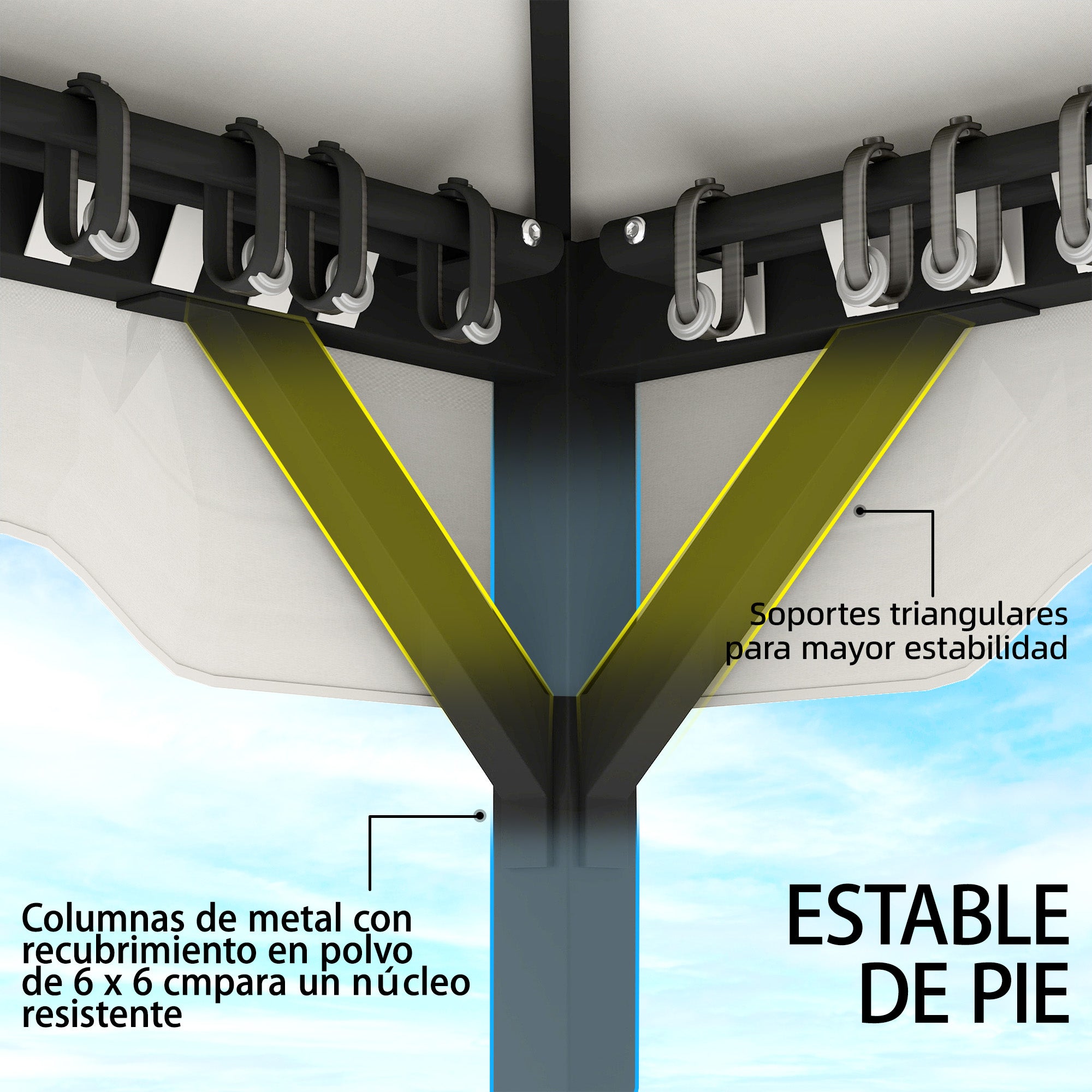 Outsunny Cenador para Jardín 3x3,6 m, Pabellón de Jardín Gazebo con Doble Techo, 4 Paredes Laterales y Mosquitera, Estructura Metálica, Drenaje, Carpa para Exterior, Terraza, Patio, Gris Claro