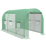 Outsunny Invernadero de Túnel 400x200x205 cm Invernadero de Jardín con 2 Puertas Enrollables y 6 Ventanas Cubierta PE 140 g/m² Marco de Metal para Cultivo Plantas Verduras Verde