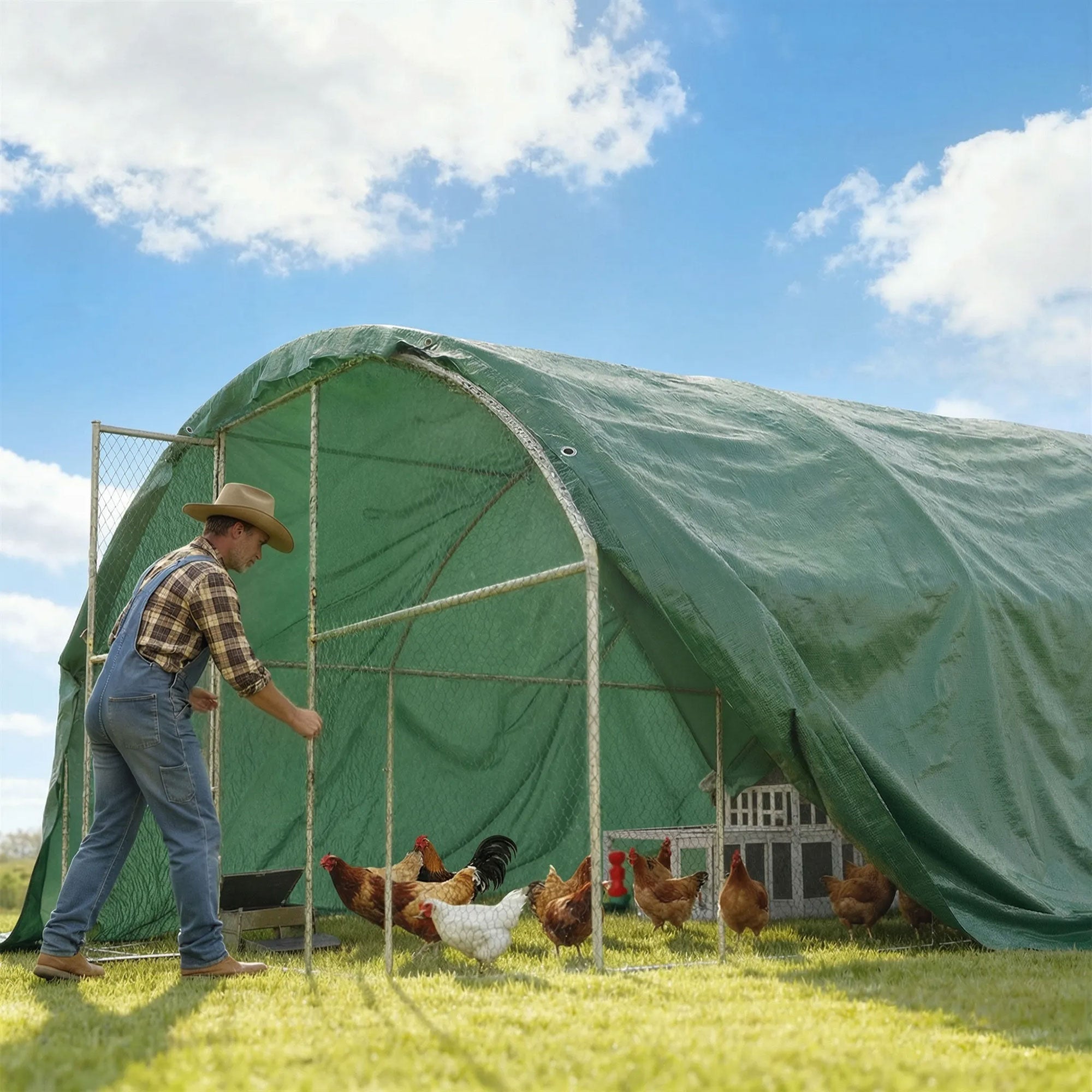 Outsunny Lona Impermeable Exterior 6x8 m, Toldo PE Resistente a Rasgaduras 90 g/m², Protección UV, con Ojales Reforzados para Leña, Muebles de Jardín, Invernaderos, Vehículos, Verde