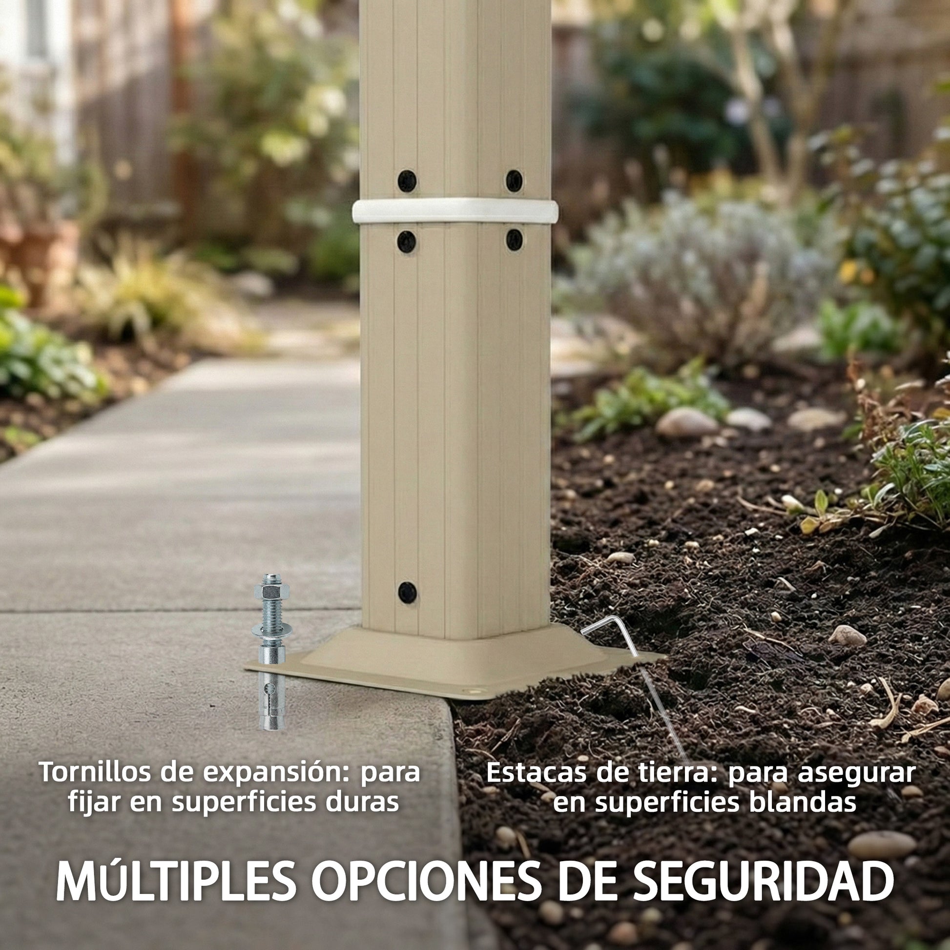 Outsunny Pérgola de Jardín 3x4 m, Cenador de Jardín con Techo Ondulado, 4 Cortinas Extraíbles, Protección UPF50+ y Estructura de Acero Resistente, Pabellón para Exterior, Patio, Terraza, Beige