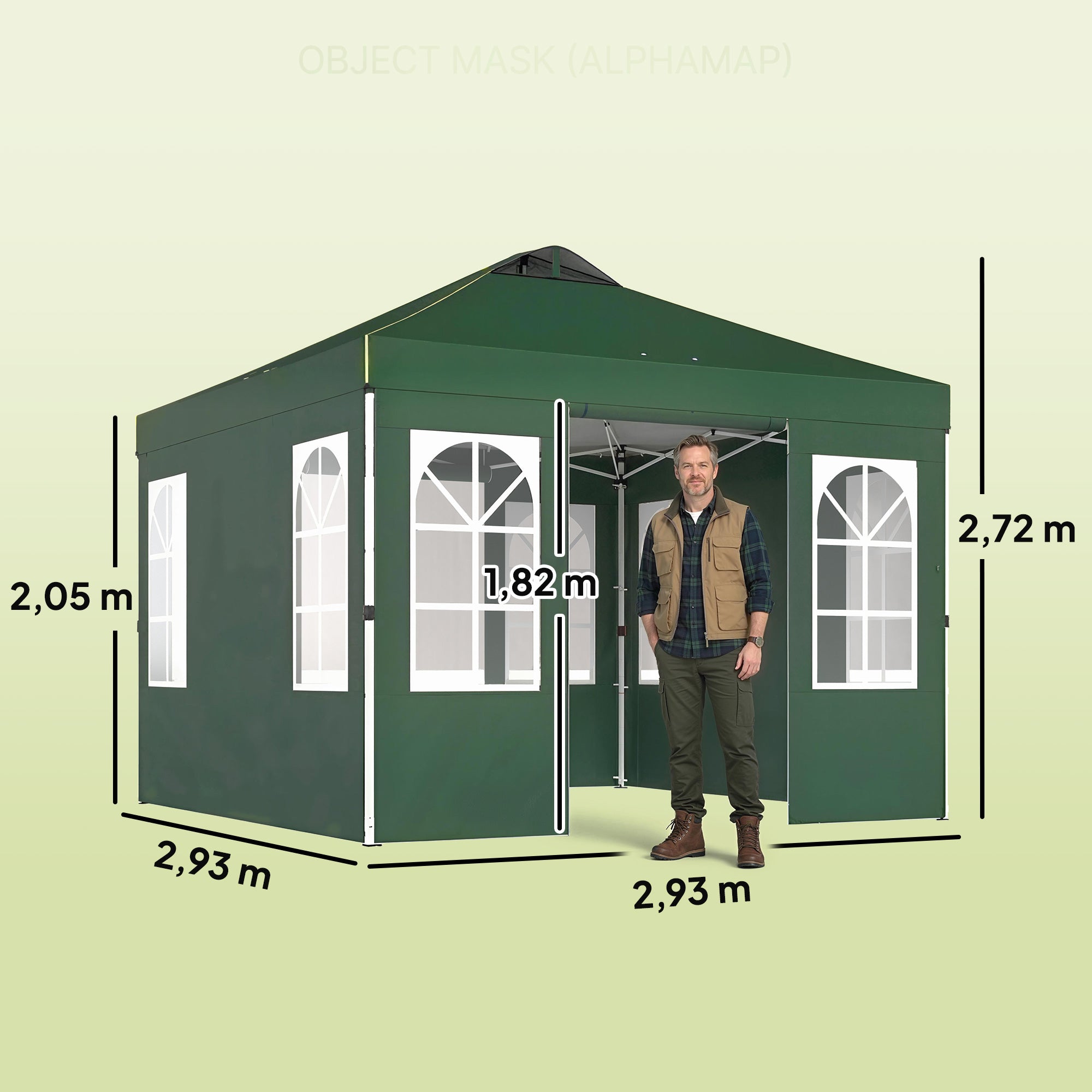 Outsunny Carpa Plegable 3x3 m, Pop-up, con 4 Laterales Extraíbles, Cenador de Jardín con UPF50+, Bloqueo Central, Altura Ajustable, Bolsa de Transporte, Sacos Arena, Gazebo para Exterior, Verde