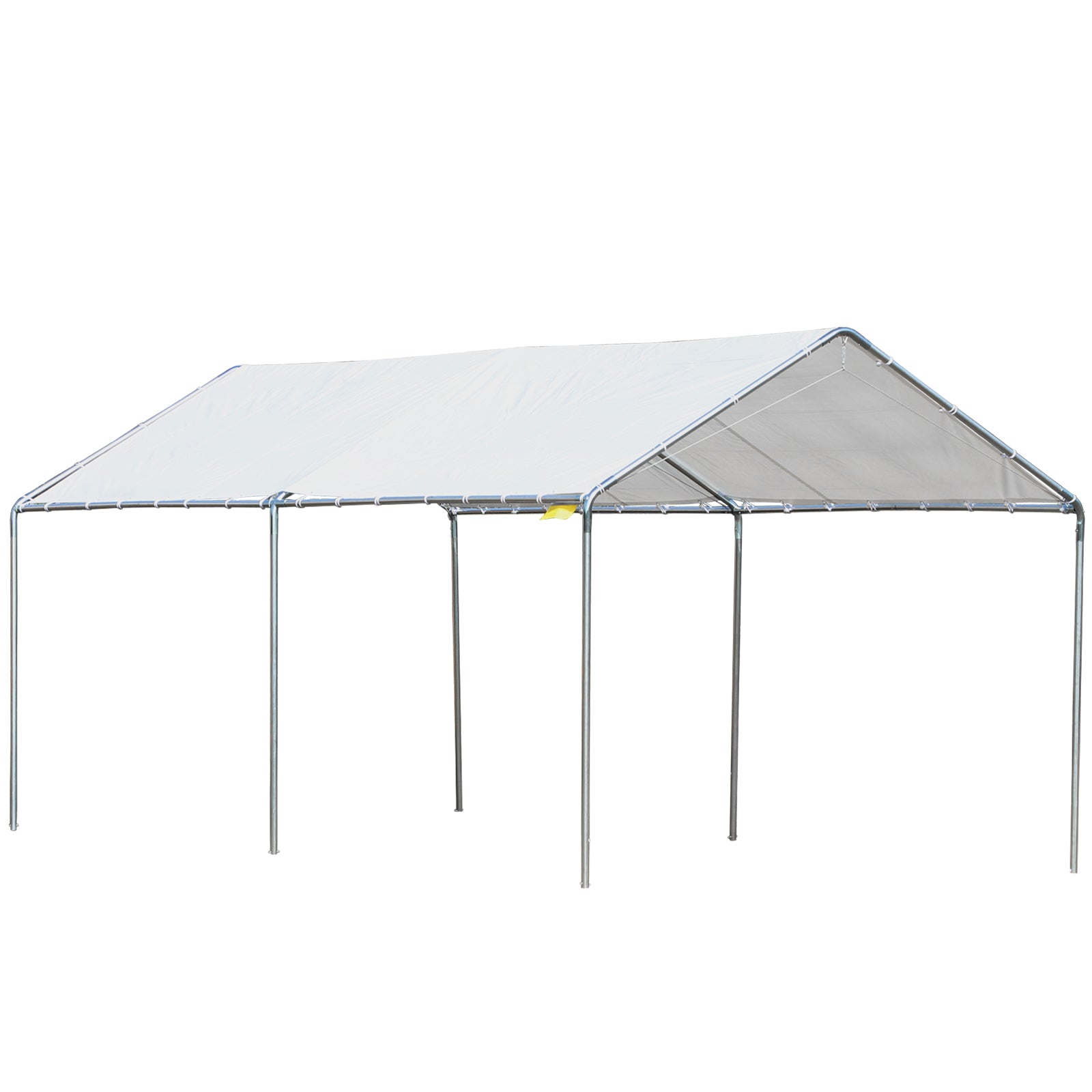 Outsunny Cochera Exterior 3x6 m Carpa Garaje para Coche Impermeable con Toldo de Tela PE y Marco de Acero Galvanizado Pabellón Gazebo para Jardín Patio Blanco