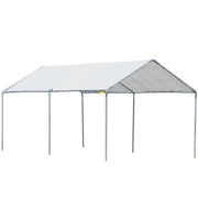 Outsunny Cochera Exterior 3x6 m Carpa Garaje para Coche Impermeable con Toldo de Tela PE y Marco de Acero Galvanizado Pabellón Gazebo para Jardín Patio Blanco