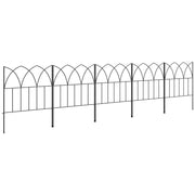 Outsunny Vallas de Jardín 205x45,5 cm Set de 5 Vallas Decorativas para Jardín de Metal Combinación Libre Barrera para Animales para Terraza Patio Césped Negro
