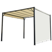 Outsunny Cenador de Jardín 3x3 m Pérgola Gazebo con Techo Retráctil Pared Lateral y Marco de Acero para Patio Terraza Crema