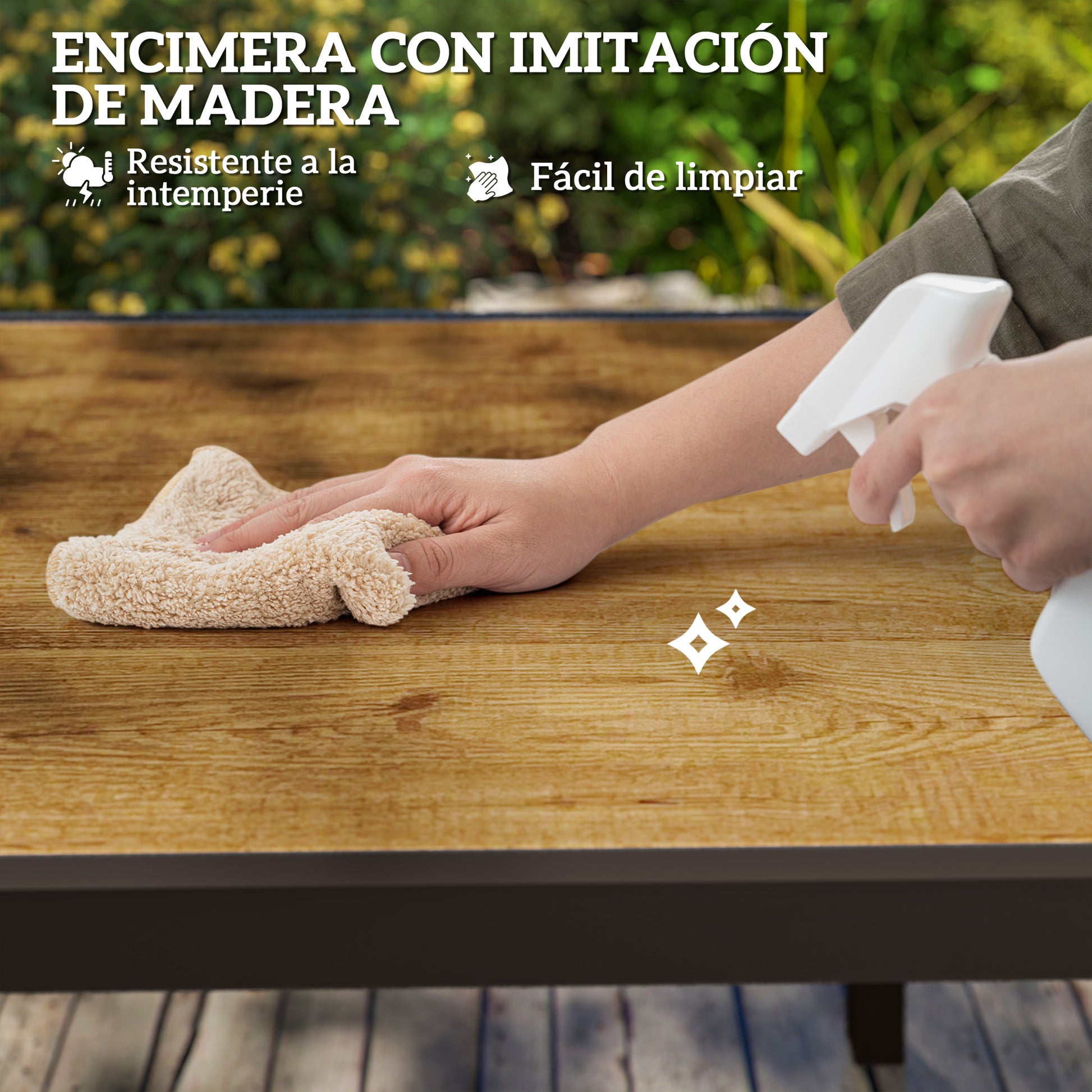 Outsunny Mesa de Jardín Extensible, Mesa de Comedor Exterior Extensible 160/240x90 cm, con Borde de Aluminio, Carga 70 kg, Mesita Rectangular para 6-8 Personas, para Patio, Terraza, Marrón